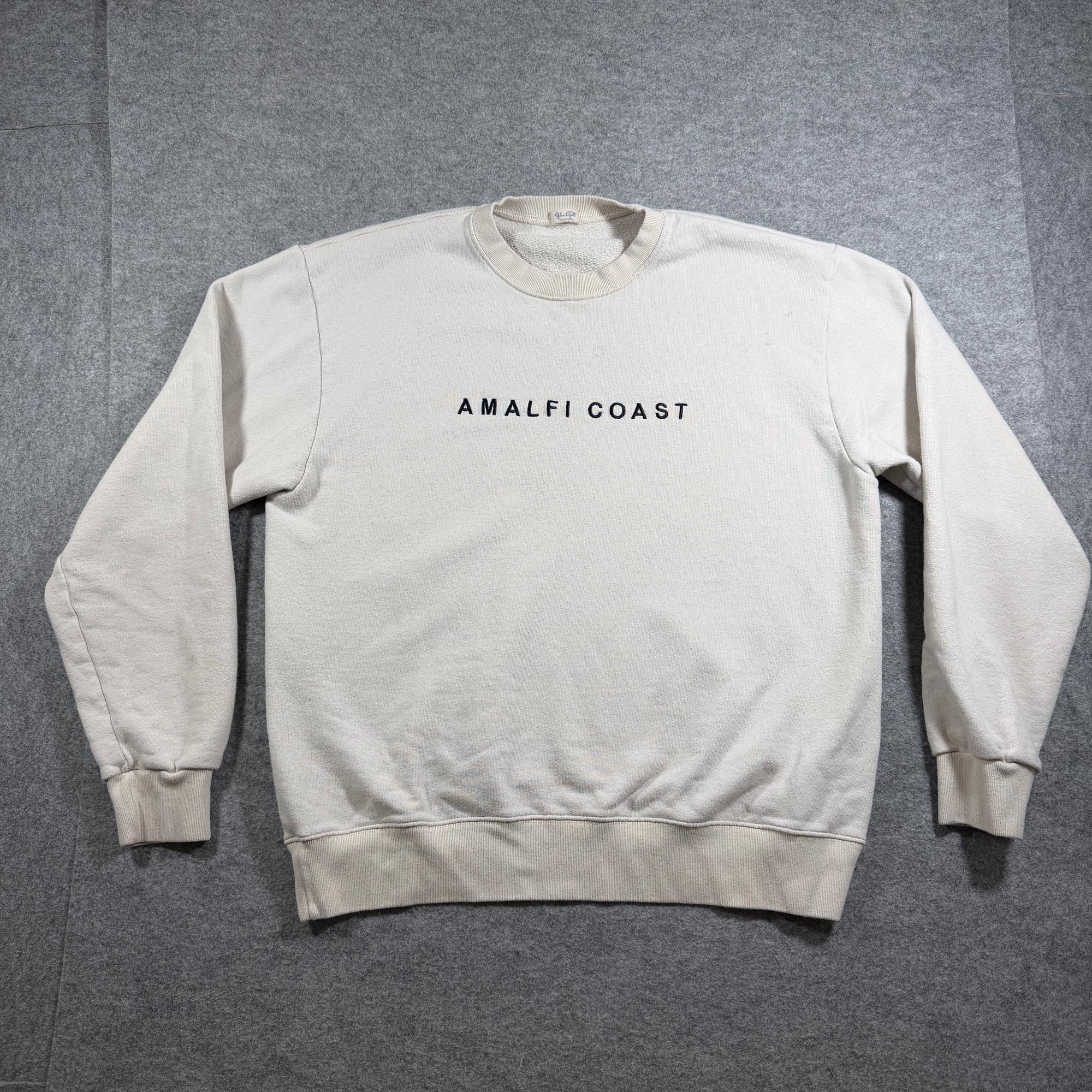 John Galt Amalfi Coast Sweatshirt Womens OS Cream Embroidered Crewneck Pullover