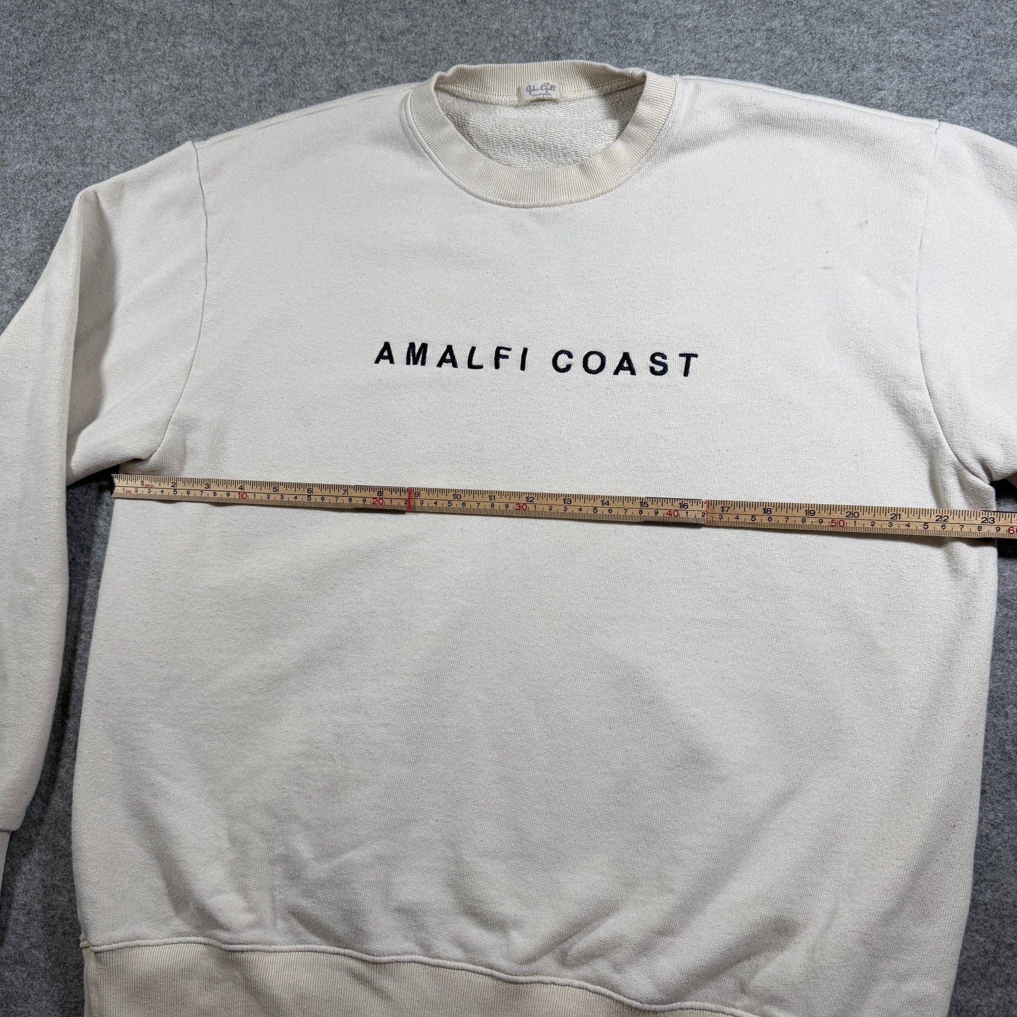 John Galt Amalfi Coast Sweatshirt Womens OS Cream Embroidered Crewneck Pullover thumbnail 7