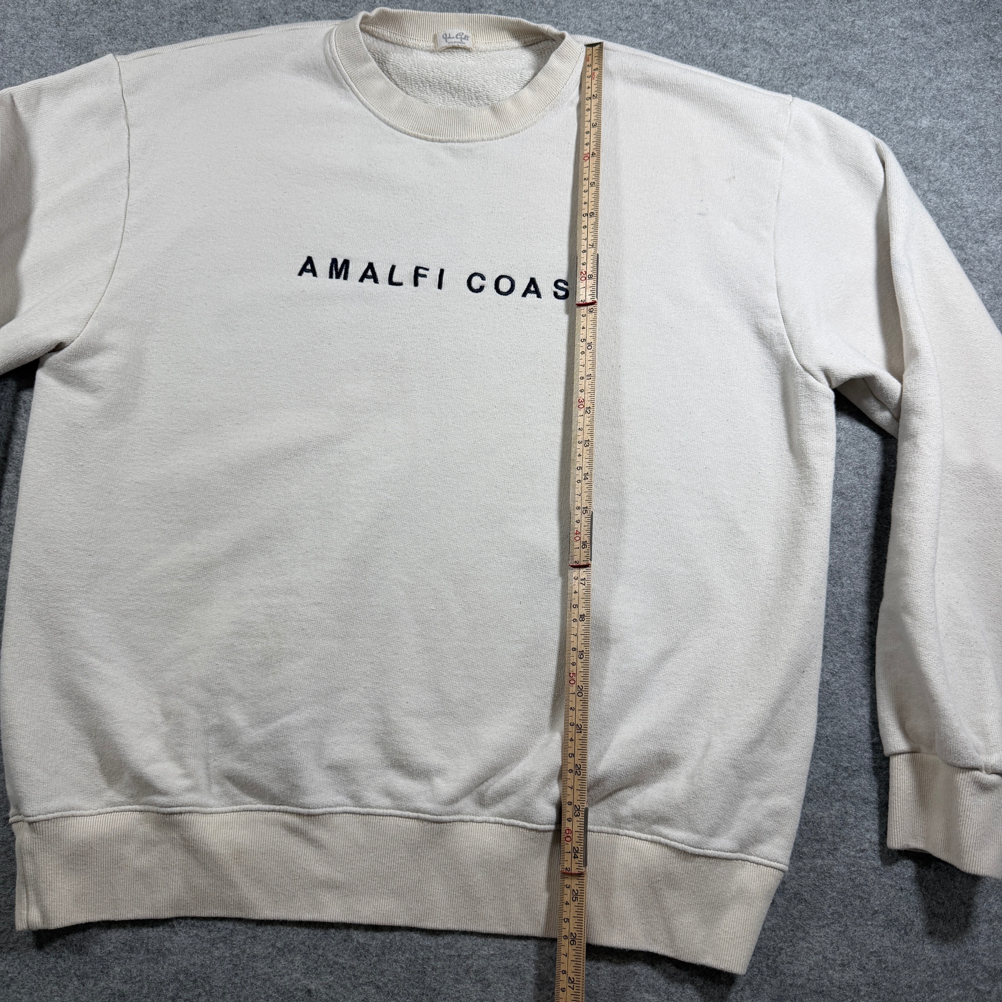 John Galt Amalfi Coast Sweatshirt Womens OS Cream Embroidered Crewneck Pullover thumbnail 8