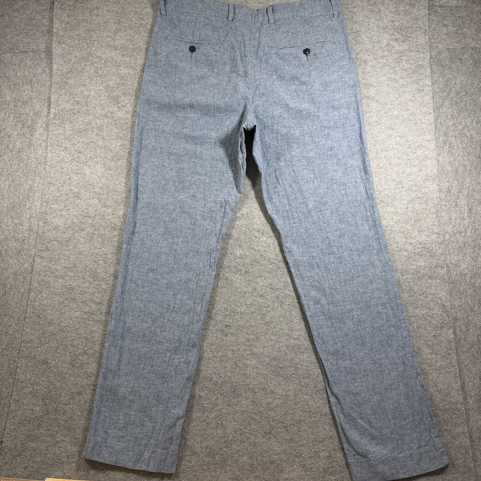 Perry Ellis Portfolio Pants Mens 34x32 Blue Linen Cotton Slim Fit Dress Chino thumbnail 2