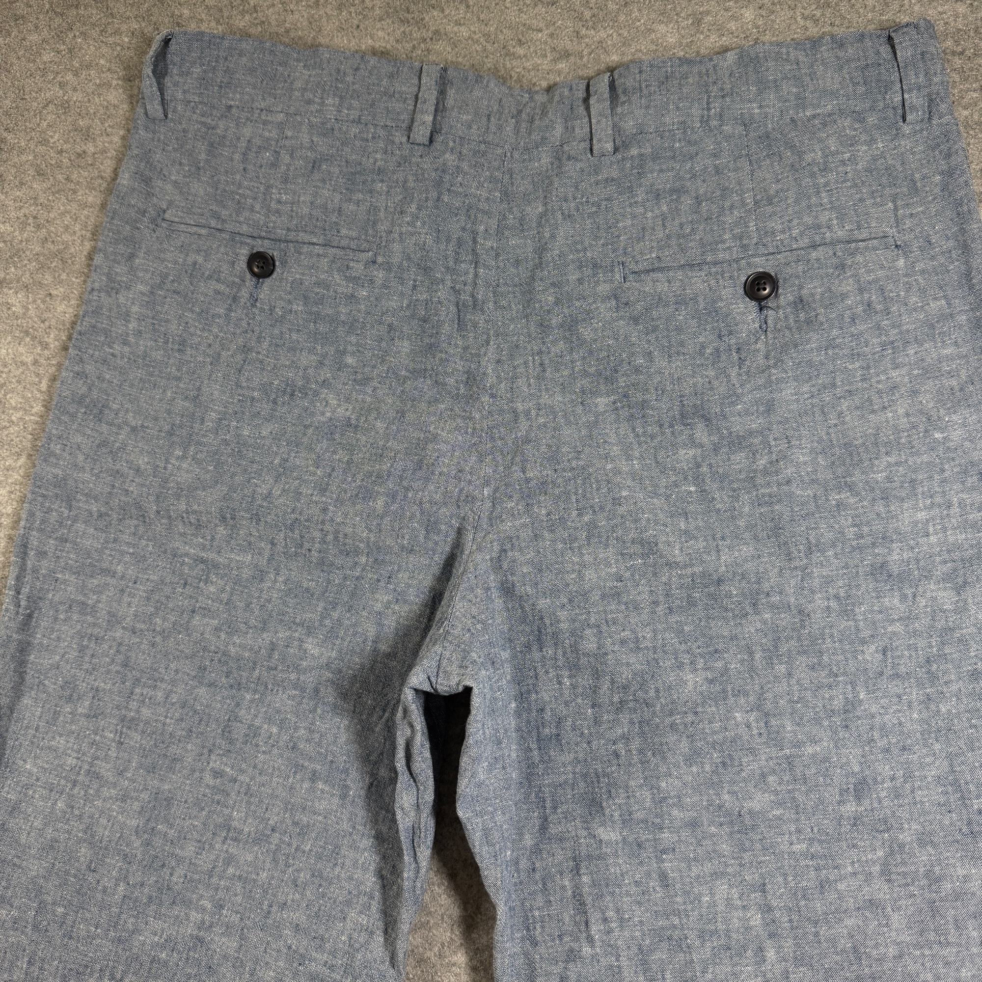 Perry Ellis Portfolio Pants Mens 34x32 Blue Linen Cotton Slim Fit Dress Chino thumbnail 3