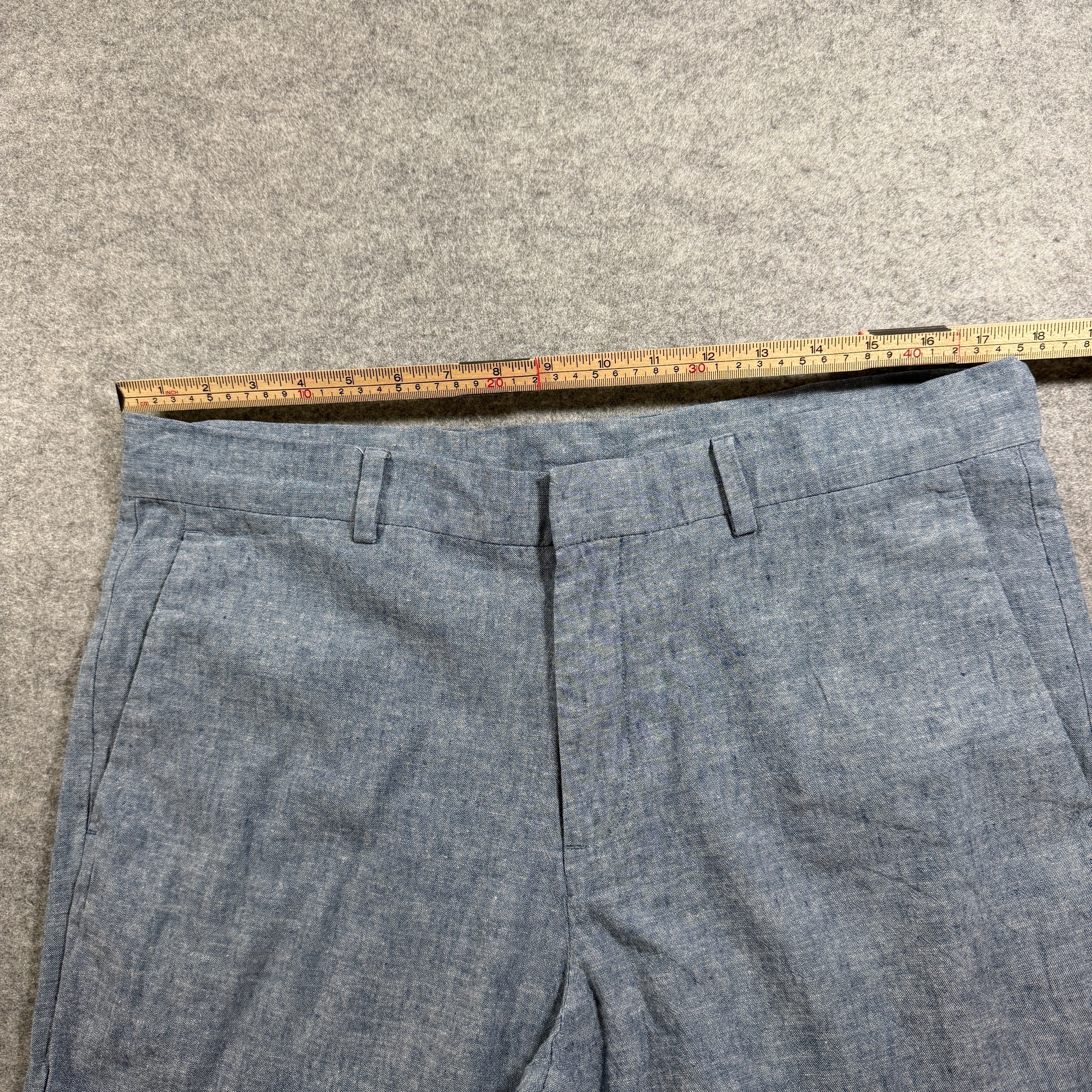 Perry Ellis Portfolio Pants Mens 34x32 Blue Linen Cotton Slim Fit Dress Chino thumbnail 6