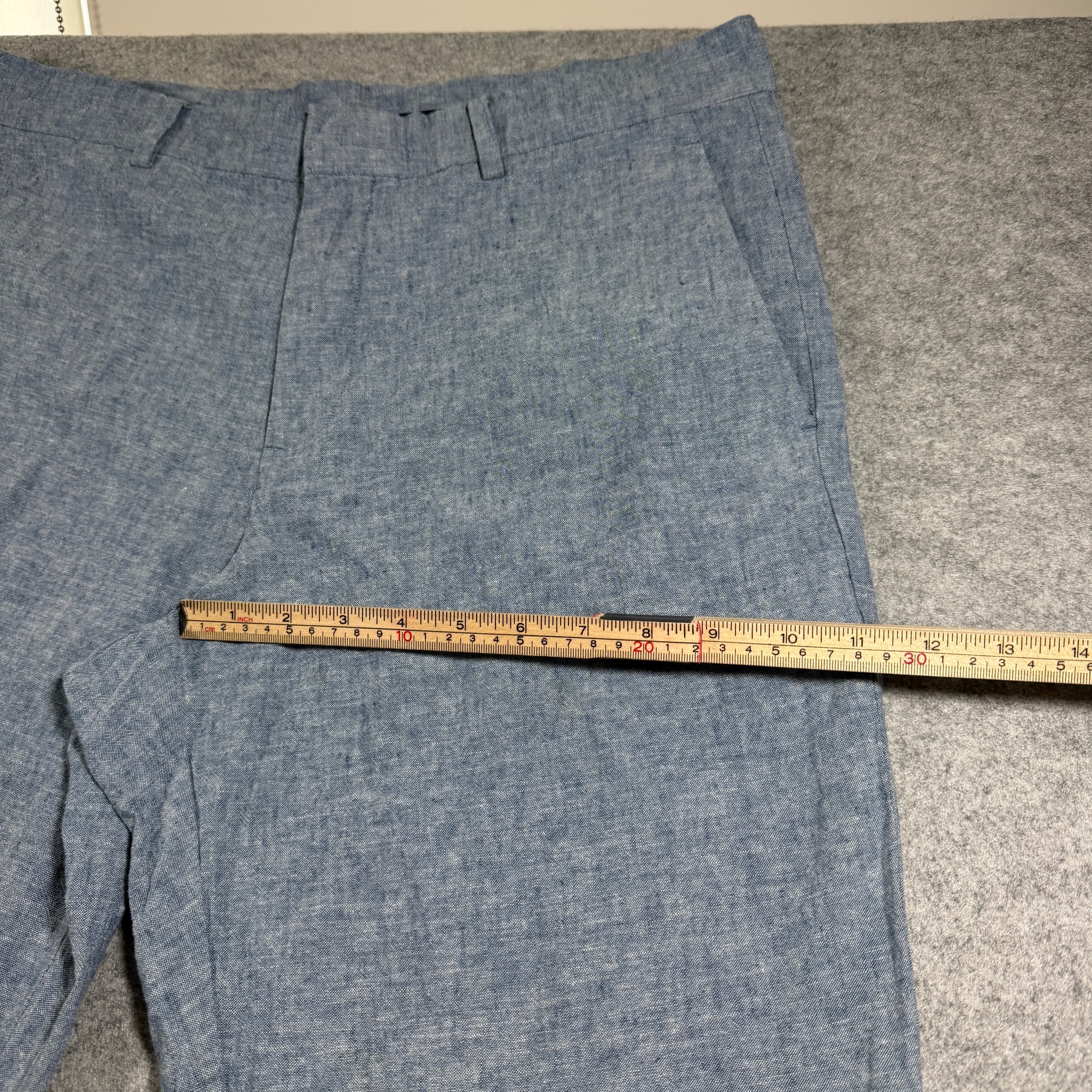 Perry Ellis Portfolio Pants Mens 34x32 Blue Linen Cotton Slim Fit Dress Chino thumbnail 8
