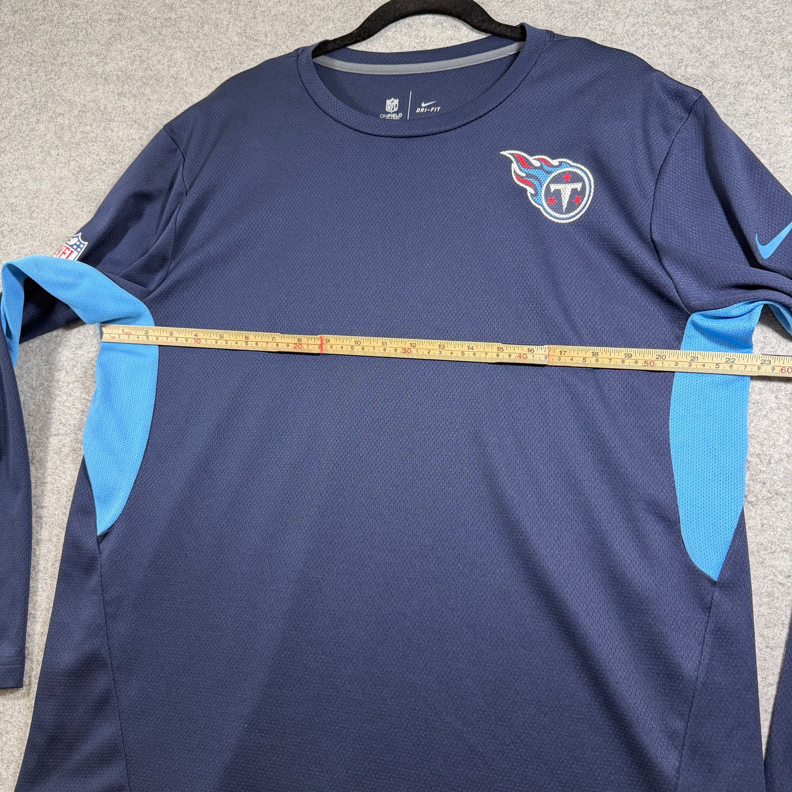 Nike Titans Long Sleeve Shirt Mens XL Navy Dri-Fit NFL Onfield Team Logo Tee thumbnail 6