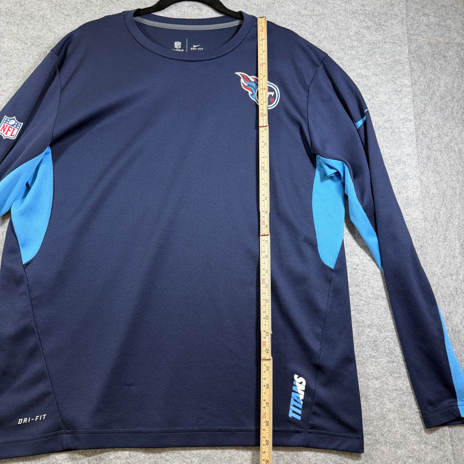 Nike Titans Long Sleeve Shirt Mens XL Navy Dri-Fit NFL Onfield Team Logo Tee thumbnail 7