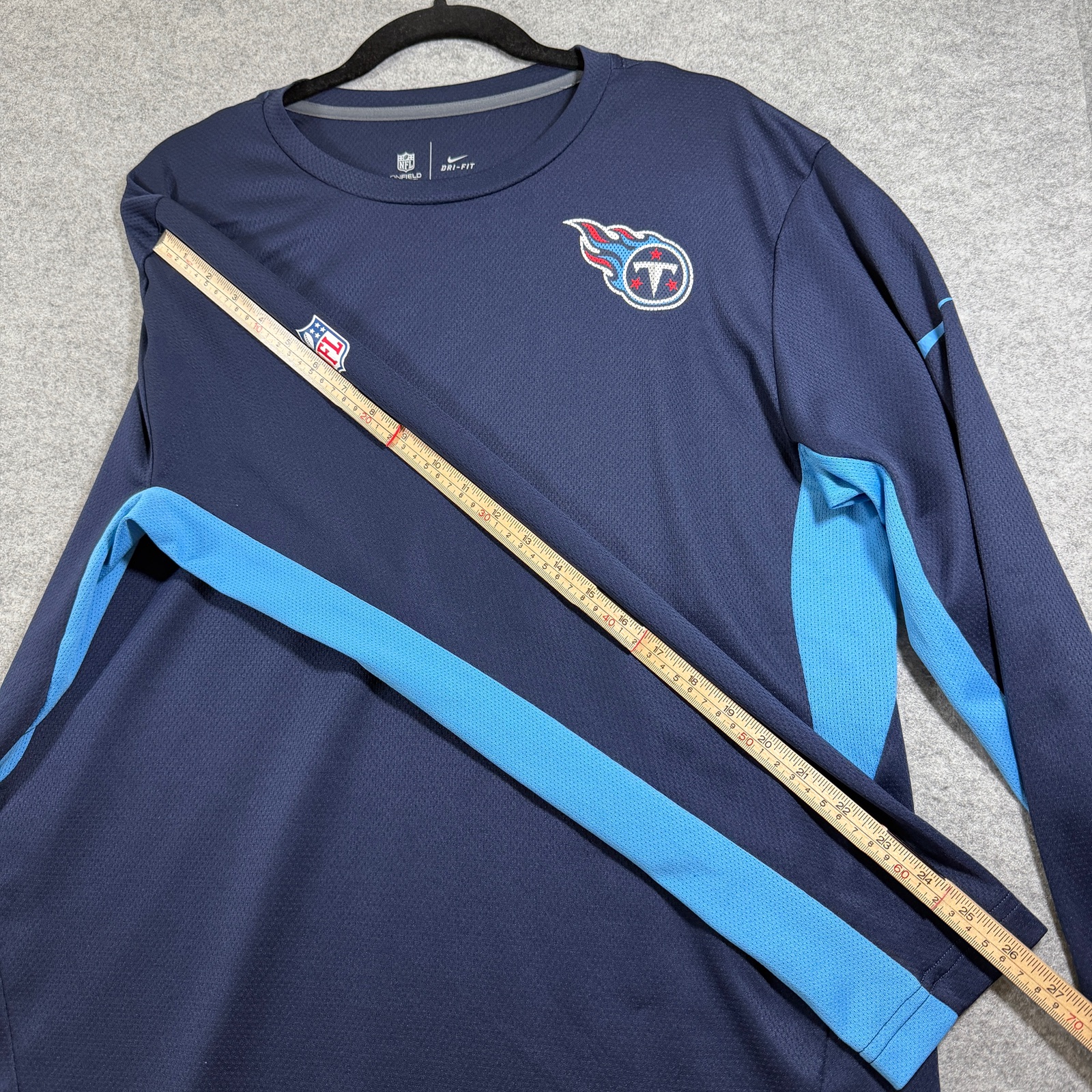 Nike Titans Long Sleeve Shirt Mens XL Navy Dri-Fit NFL Onfield Team Logo Tee thumbnail 8