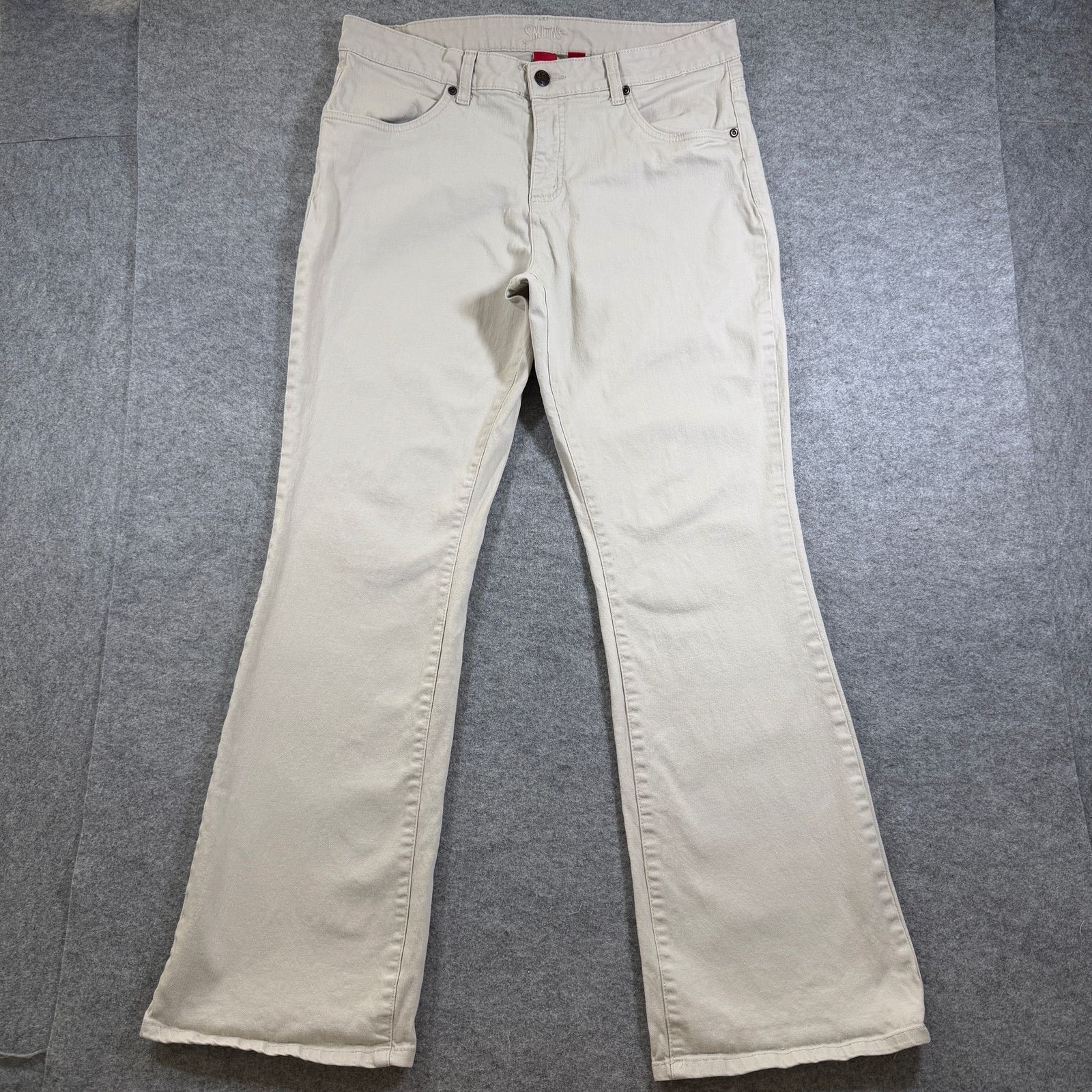 Smith's Dungarees Bootcut Jeans Womens 12 Cream Stretch Cotton Denim Pants