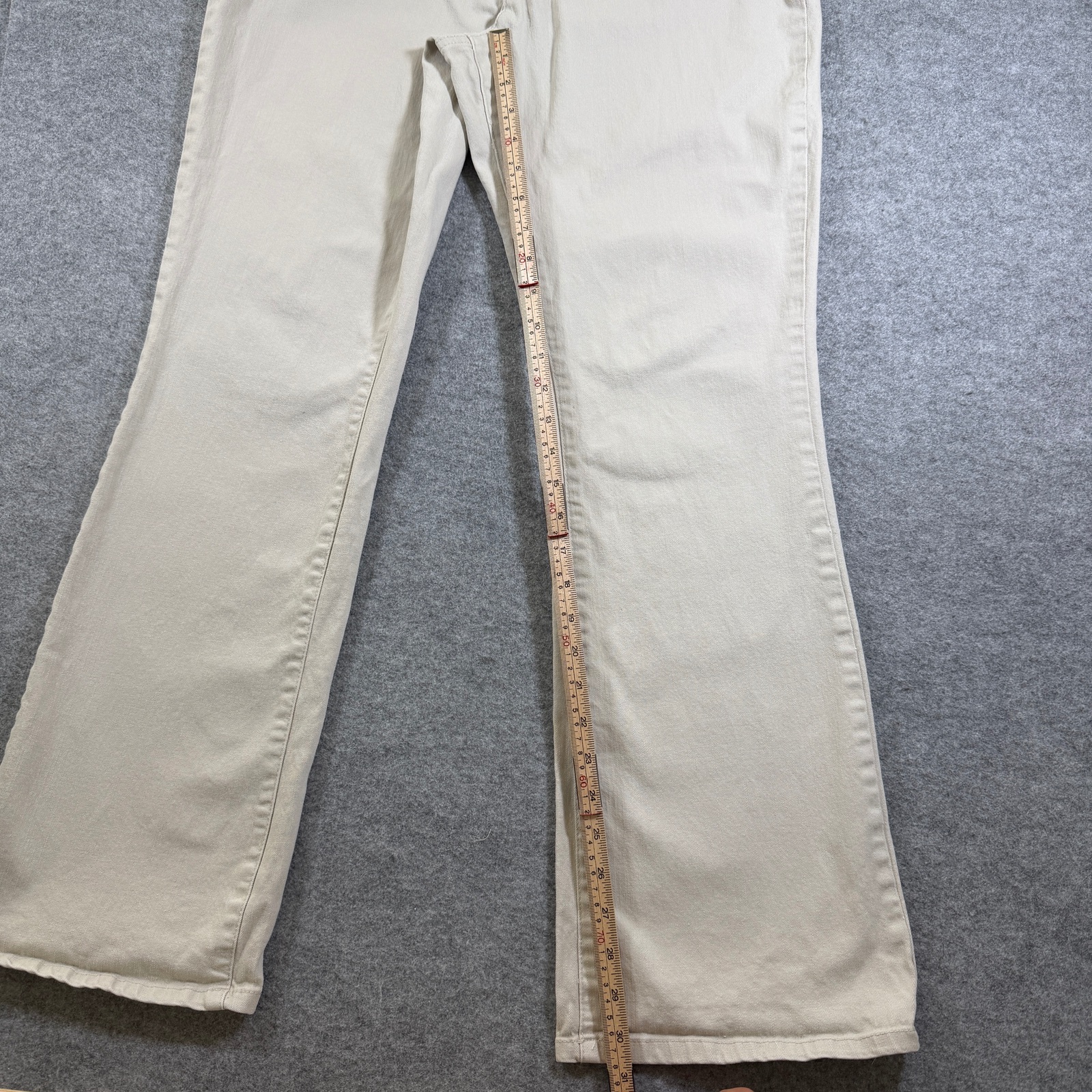 Smith's Dungarees Bootcut Jeans Womens 12 Cream Stretch Cotton Denim Pants thumbnail 7