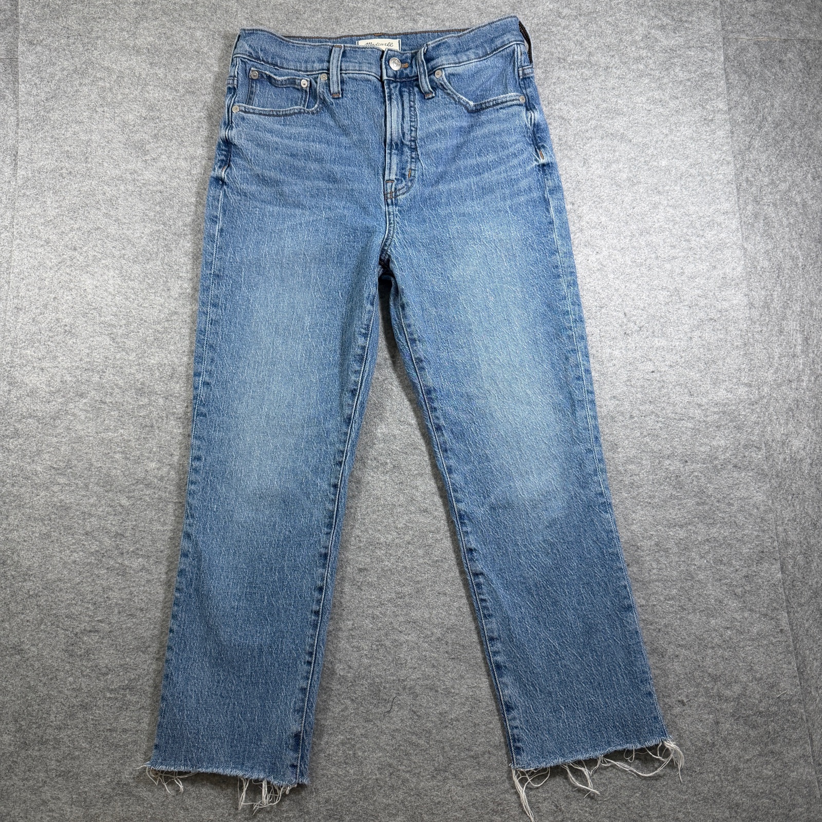 Madewell Perfect Vintage Jean Womens 28 Blue Denim High Rise Frayed Hem Crop