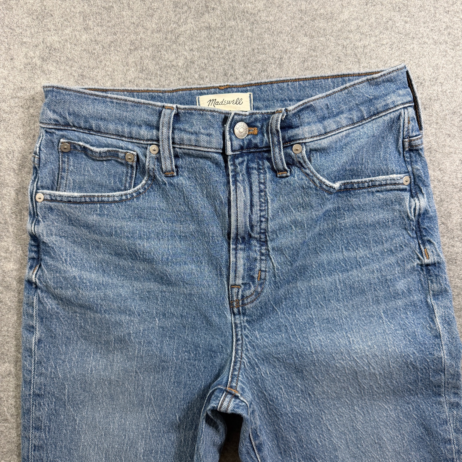 Madewell Perfect Vintage Jean Womens 28 Blue Denim High Rise Frayed Hem Crop thumbnail 3