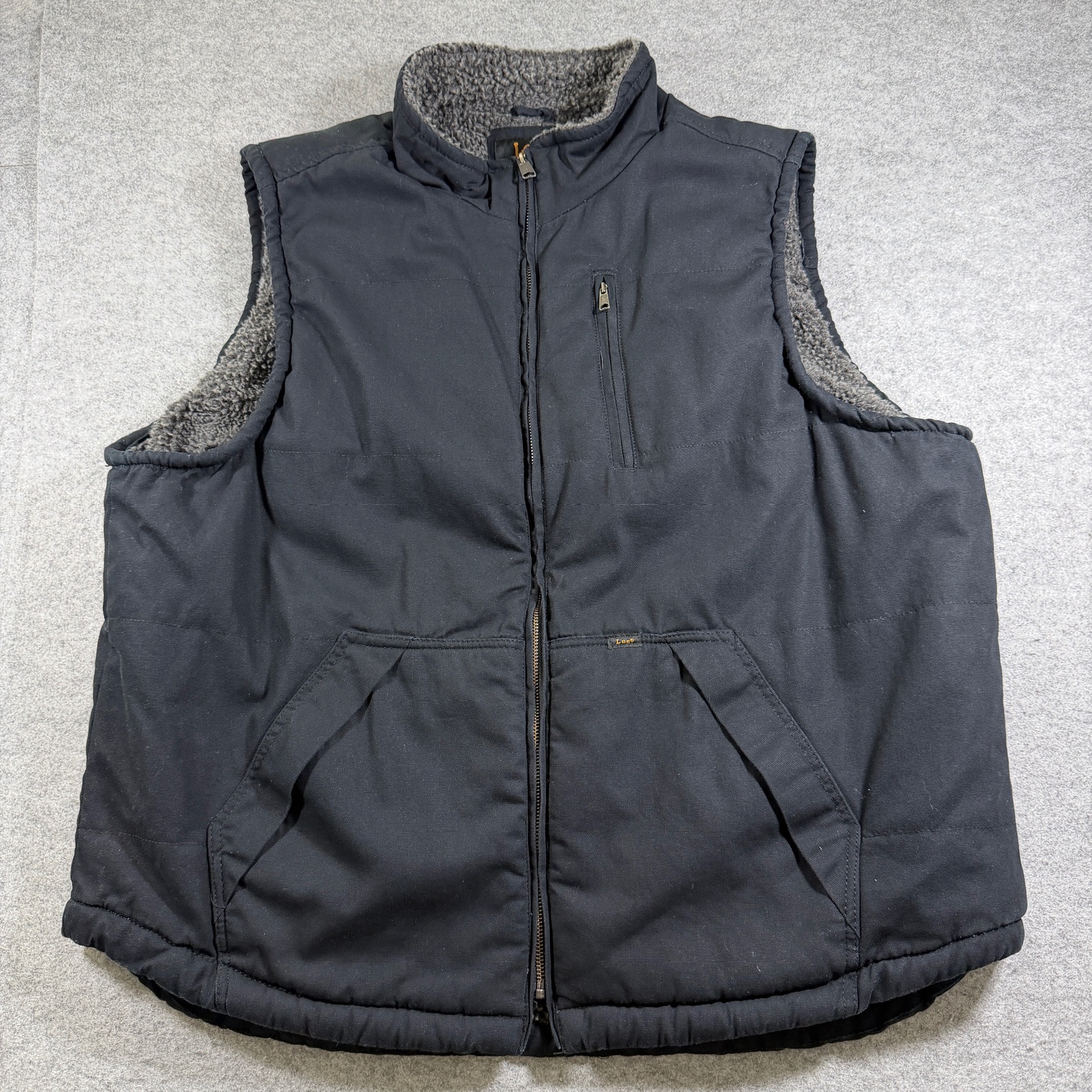 Lee Premium Sherpa Lined Work Vest Mens XXL Black Canvas Heavy Duty Workwear