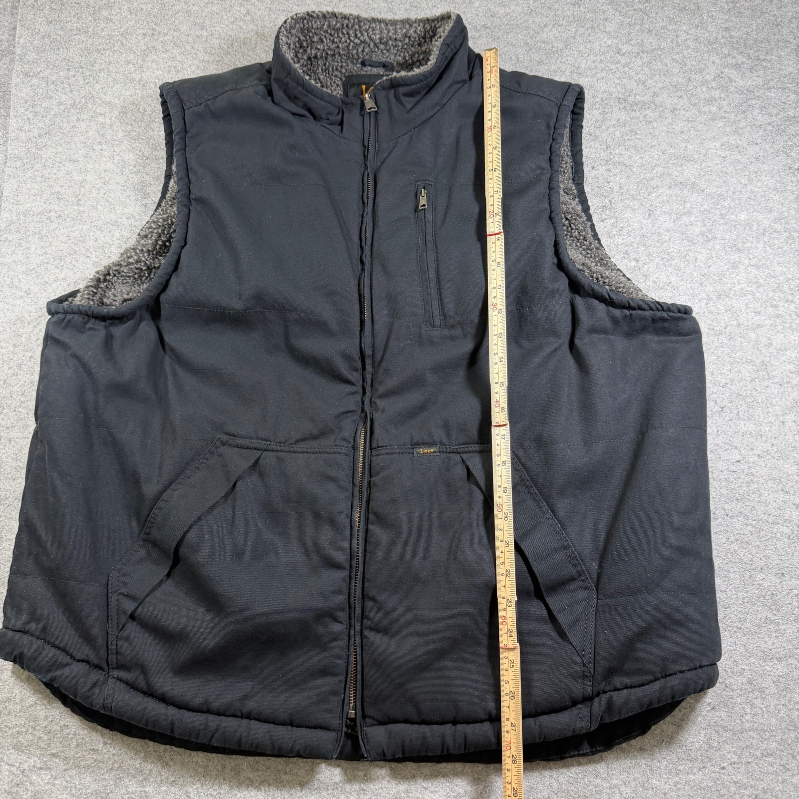 Lee Premium Sherpa Lined Work Vest Mens XXL Black Canvas Heavy Duty Workwear thumbnail 7