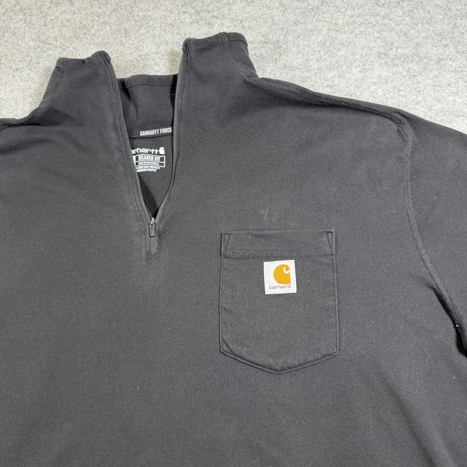 Carhartt Force Quarter Zip Pullover Mens 2XL Black Relaxed Fit Chest Pocket Logo thumbnail 3