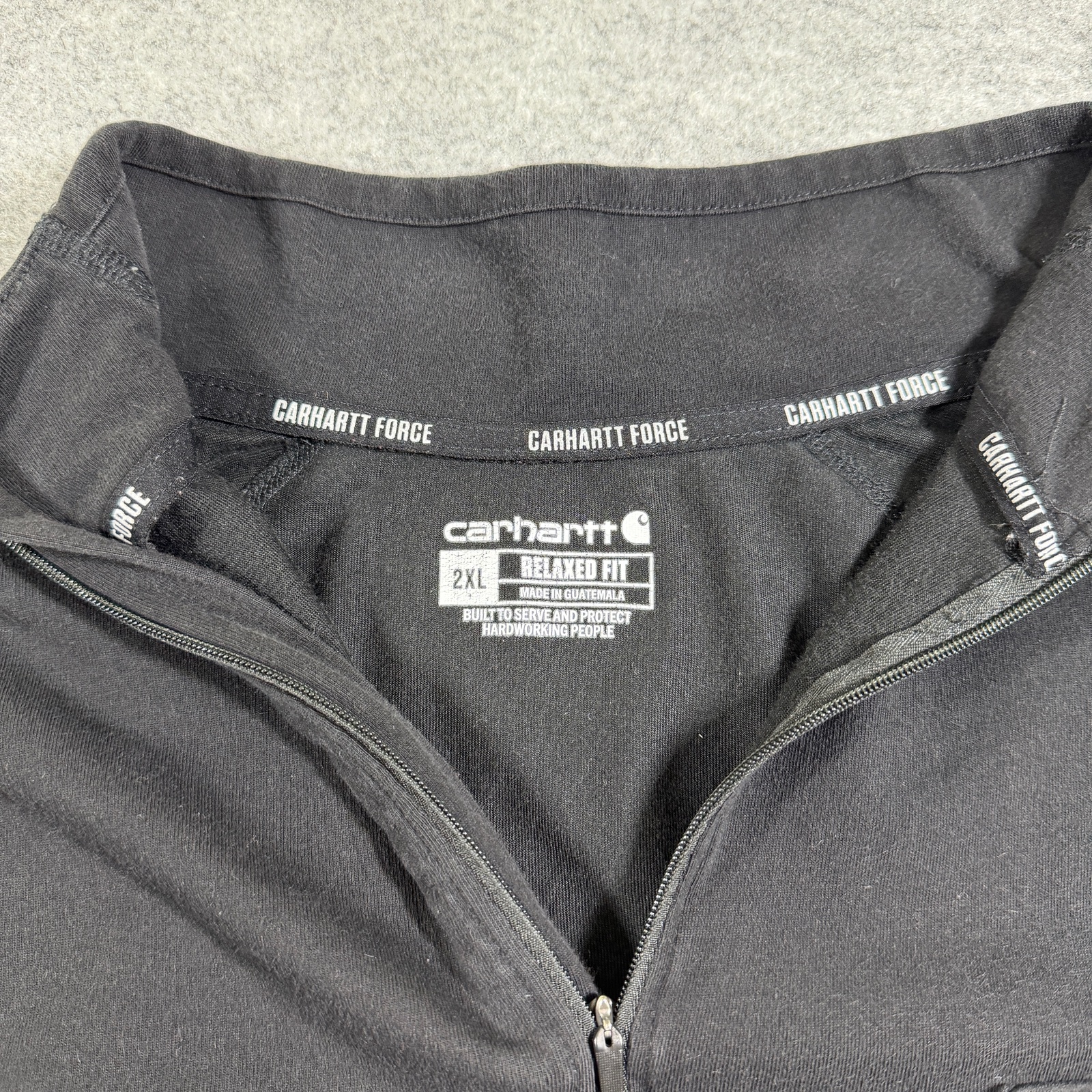 Carhartt Force Quarter Zip Pullover Mens 2XL Black Relaxed Fit Chest Pocket Logo thumbnail 4