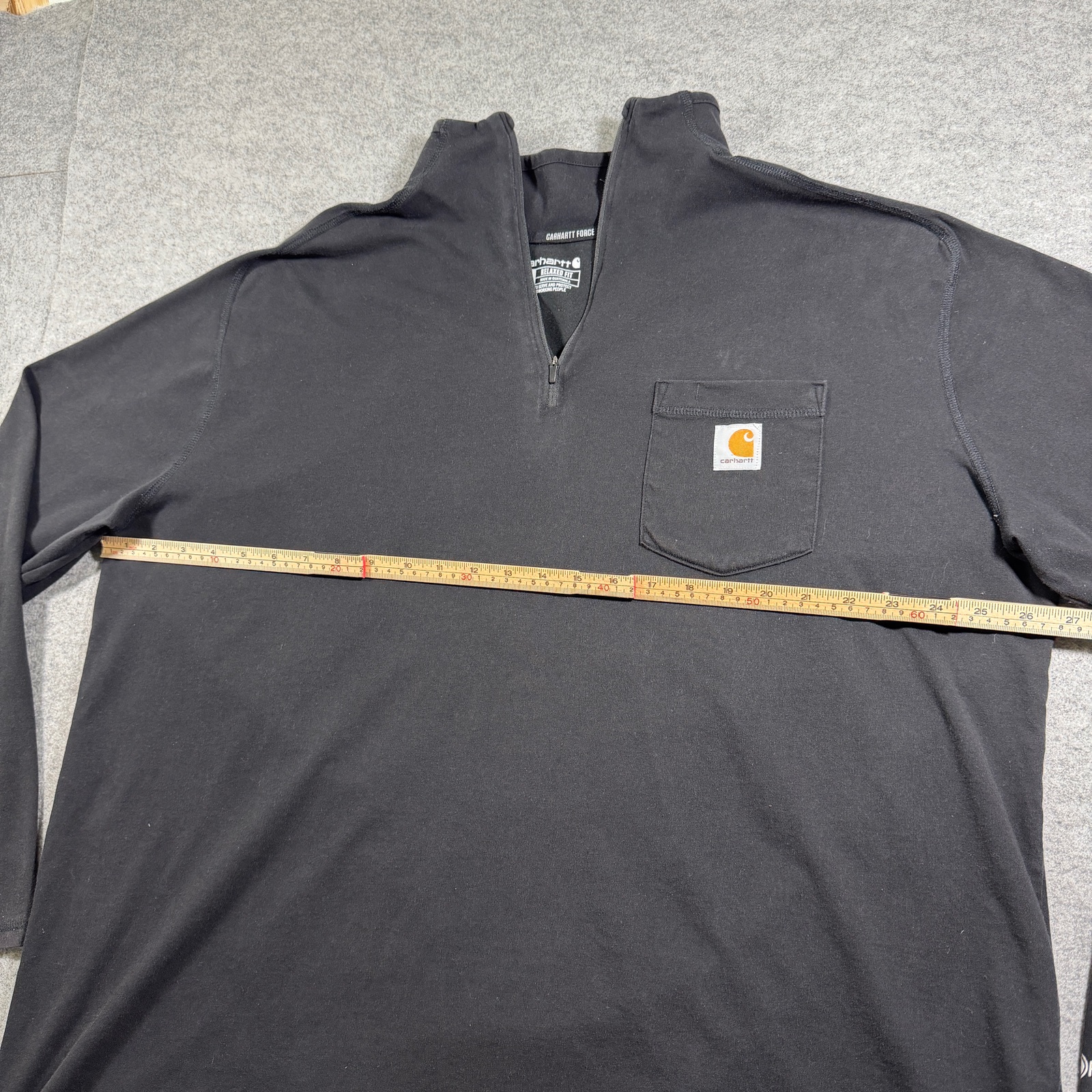 Carhartt Force Quarter Zip Pullover Mens 2XL Black Relaxed Fit Chest Pocket Logo thumbnail 6