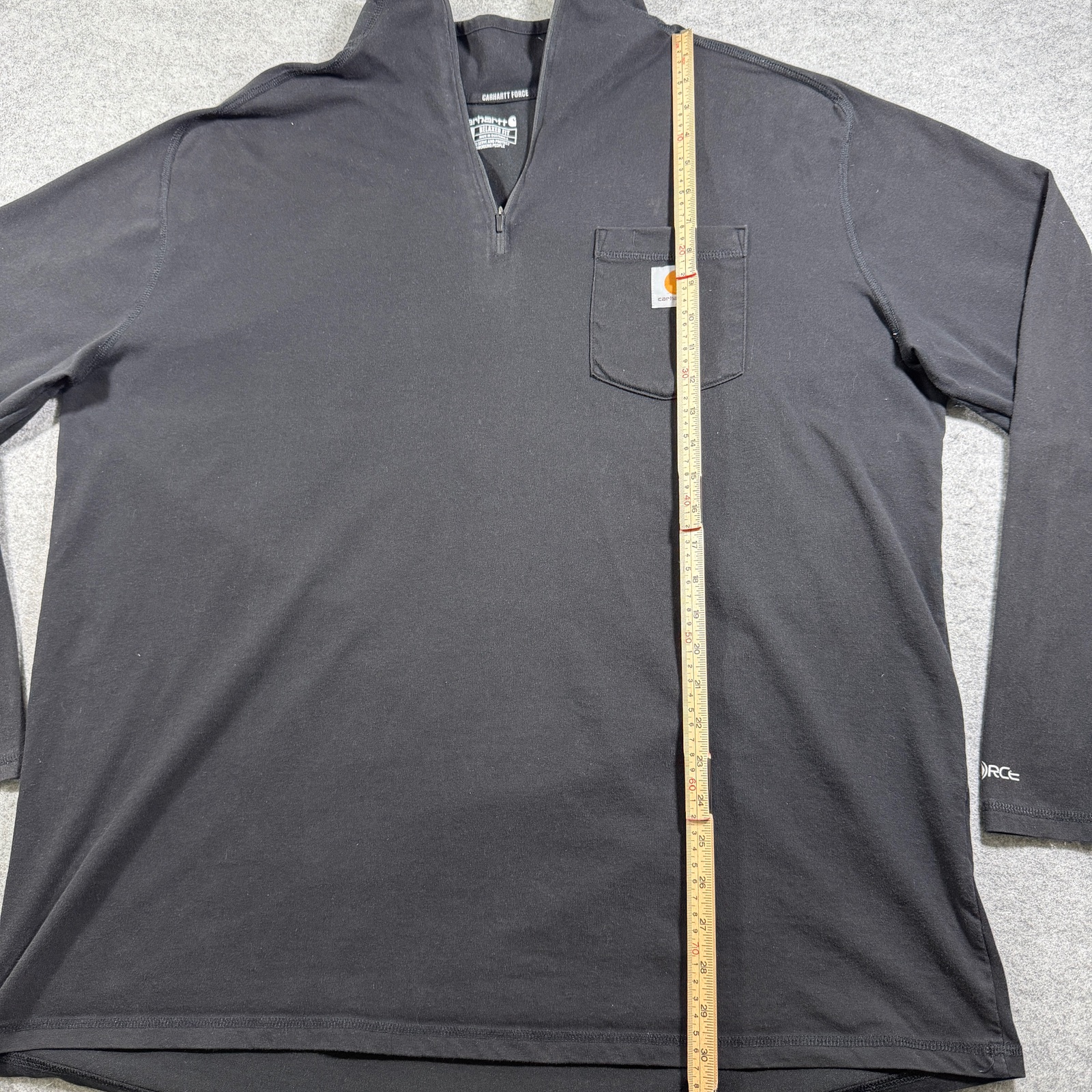 Carhartt Force Quarter Zip Pullover Mens 2XL Black Relaxed Fit Chest Pocket Logo thumbnail 7