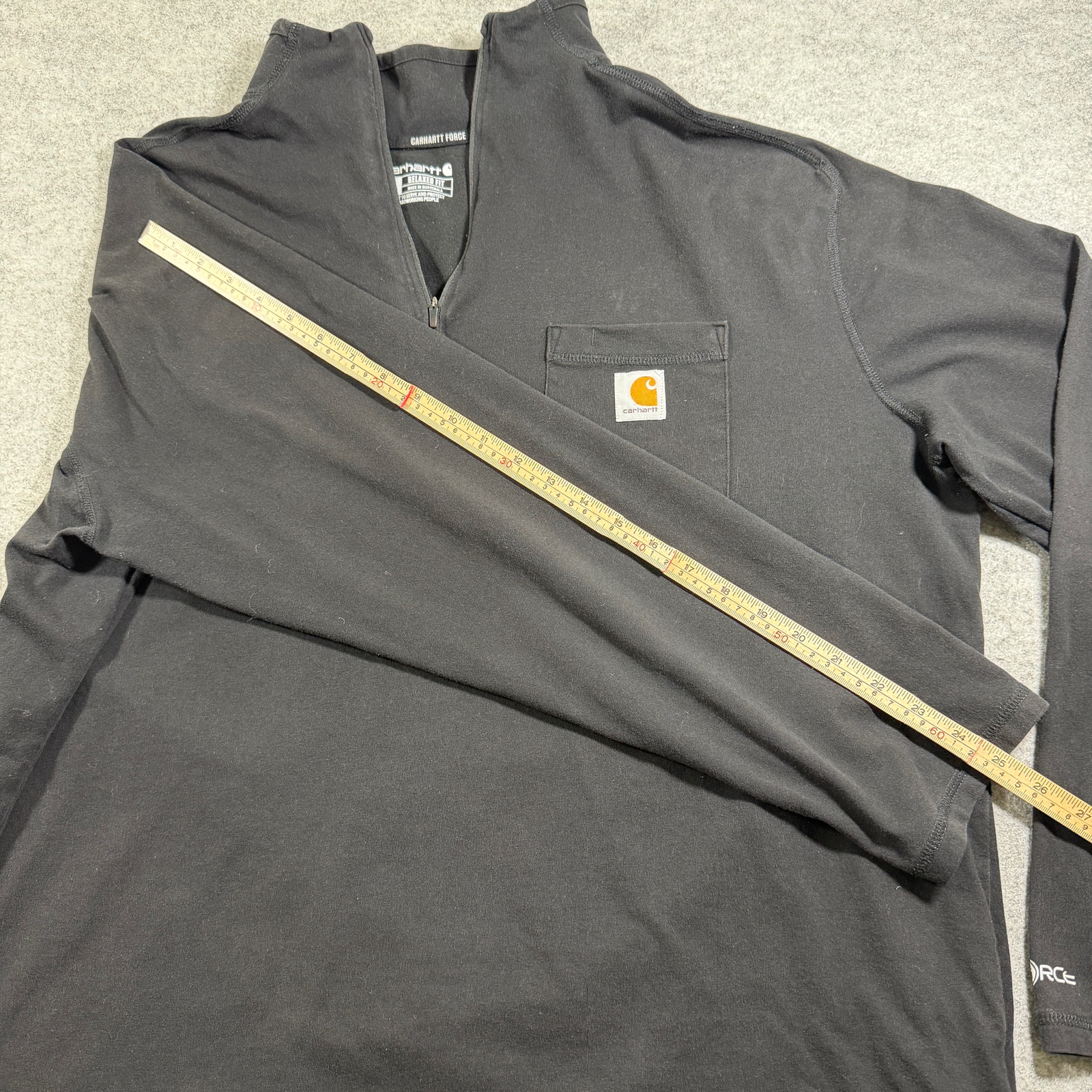 Carhartt Force Quarter Zip Pullover Mens 2XL Black Relaxed Fit Chest Pocket Logo thumbnail 8