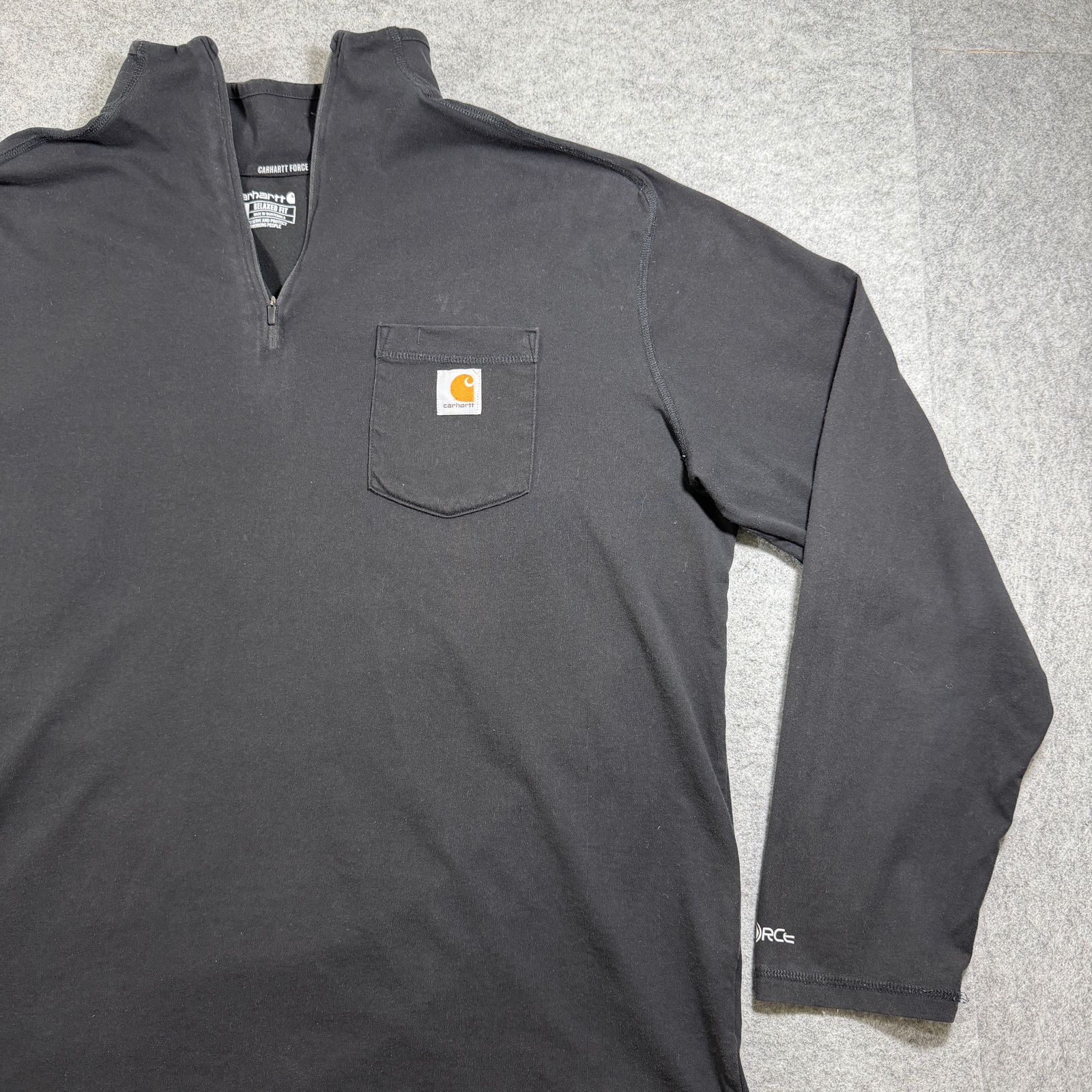 Carhartt Force Quarter Zip Pullover Mens 2XL Black Relaxed Fit Chest Pocket Logo thumbnail 9