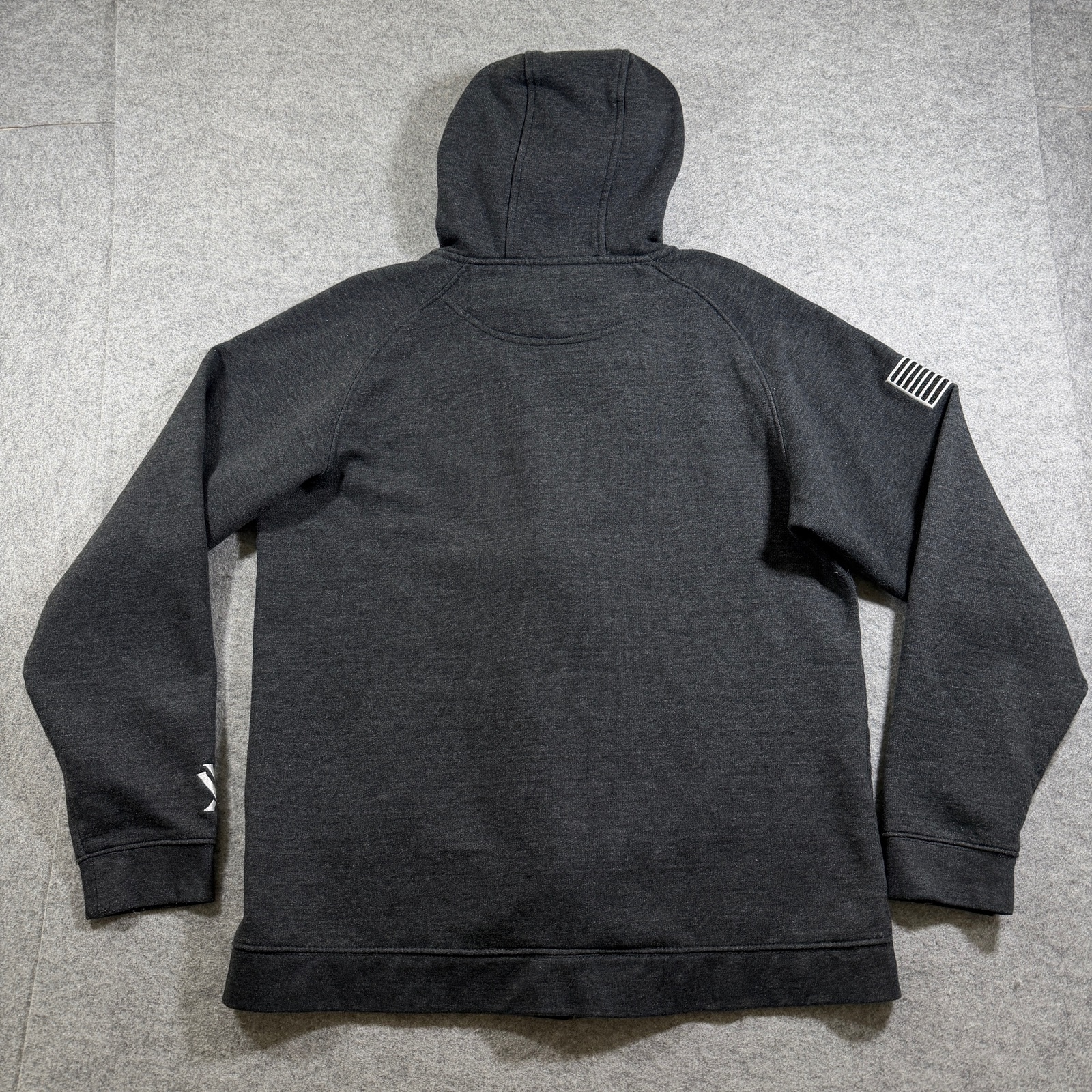Vortex Full Zip Hoodie Mens L Dark Gray Heavyweight Fleece Flag Patch Outdoor thumbnail 2