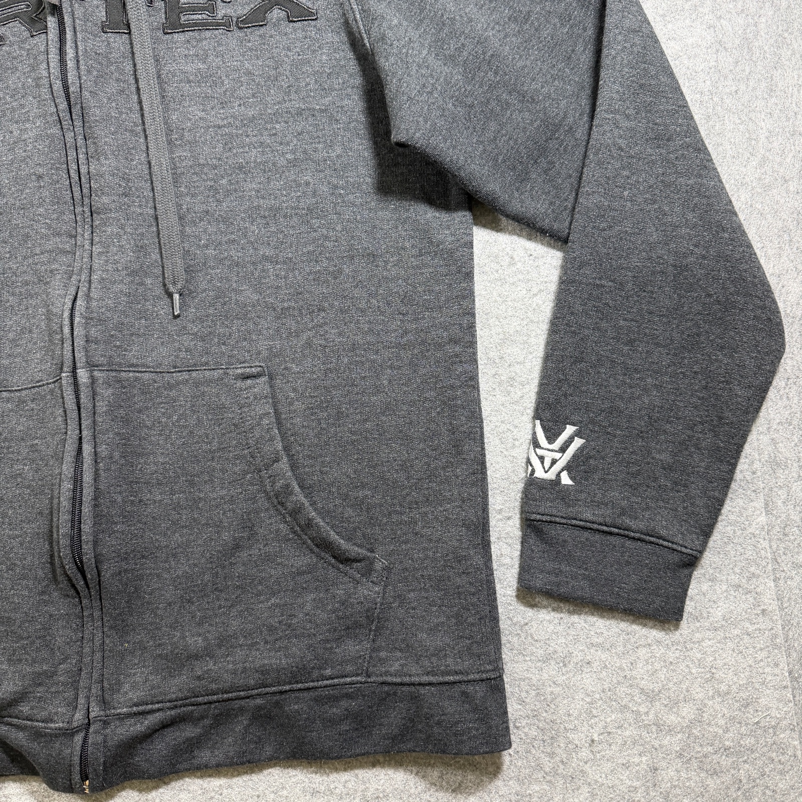 Vortex Full Zip Hoodie Mens L Dark Gray Heavyweight Fleece Flag Patch Outdoor thumbnail 4