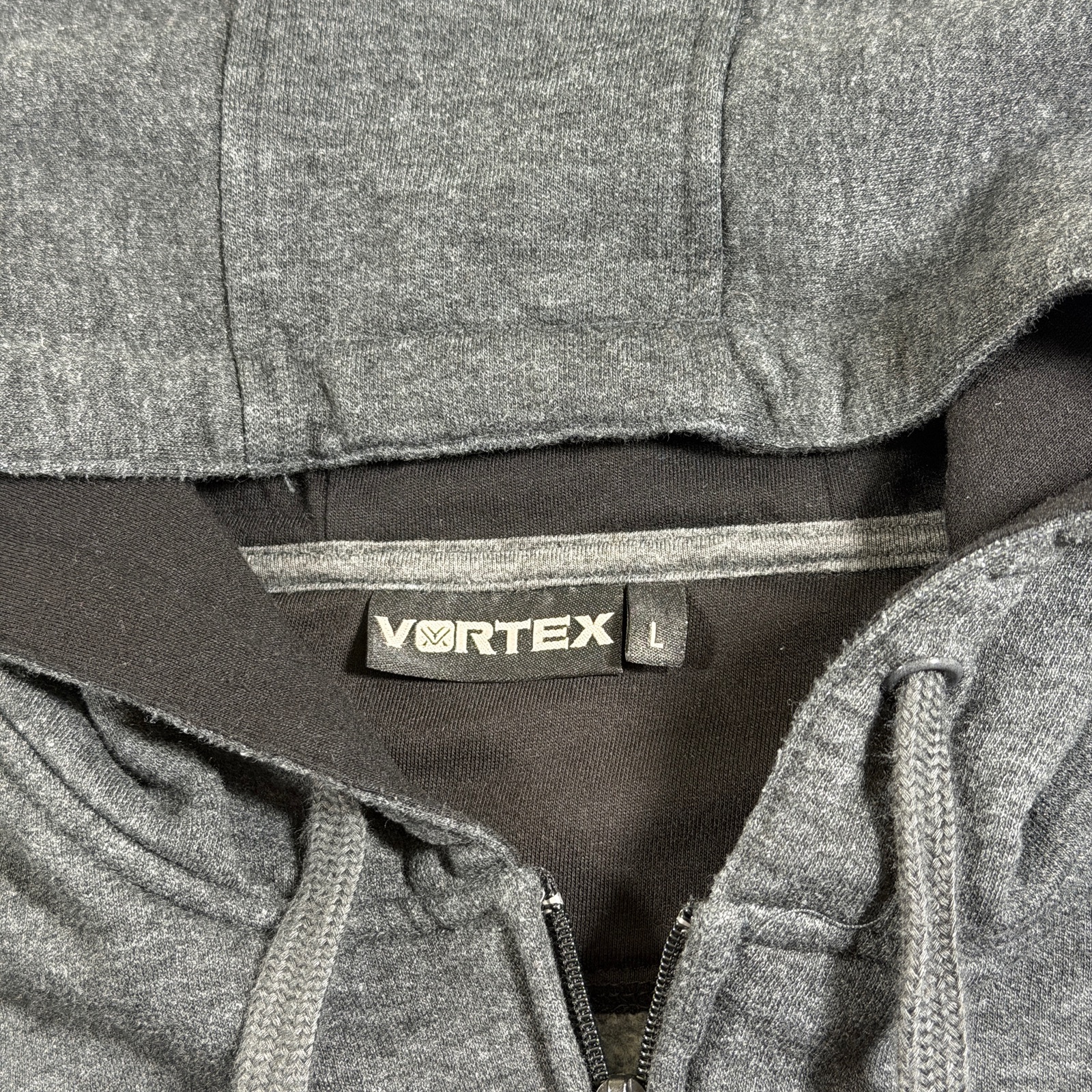 Vortex Full Zip Hoodie Mens L Dark Gray Heavyweight Fleece Flag Patch Outdoor thumbnail 5