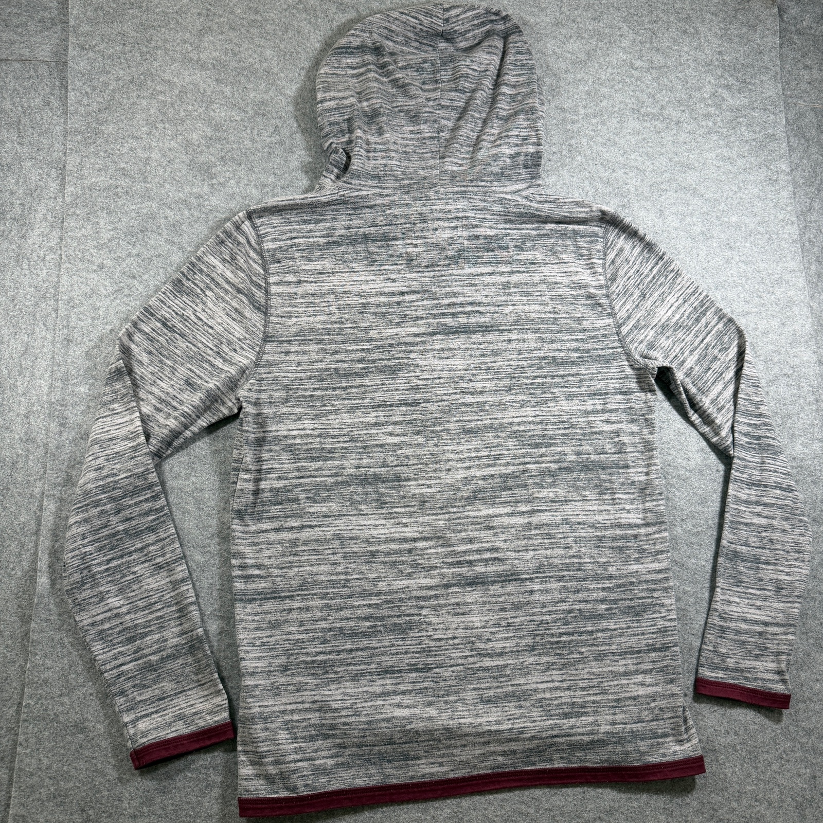 Hollister Hoodie Mens M Gray Heather Maroon Trim Lightweight Cotton Pullover thumbnail 2