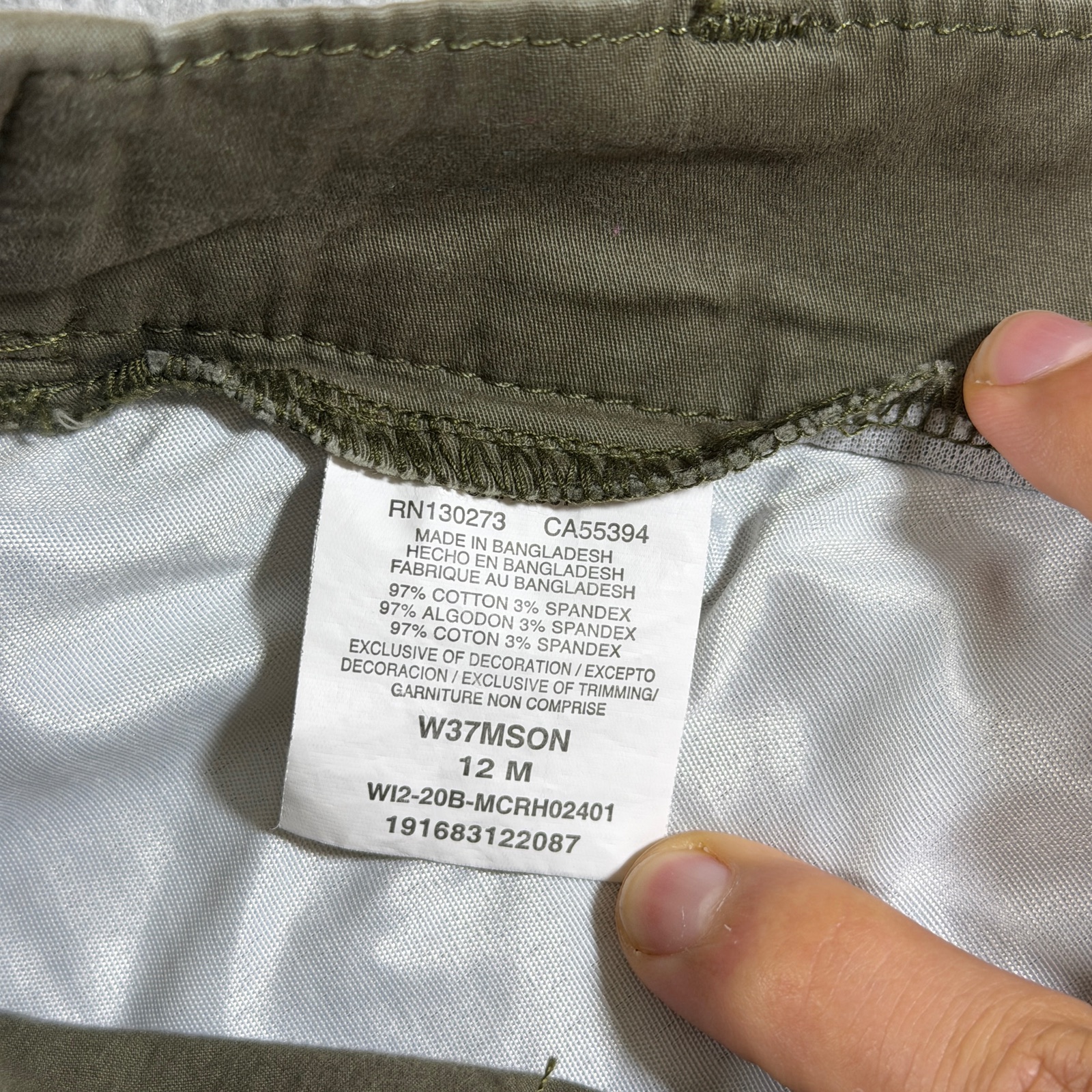 Lee Riders Shorts Womens 12 Olive Green Midrise Cotton Stretch Patch Pockets thumbnail 4