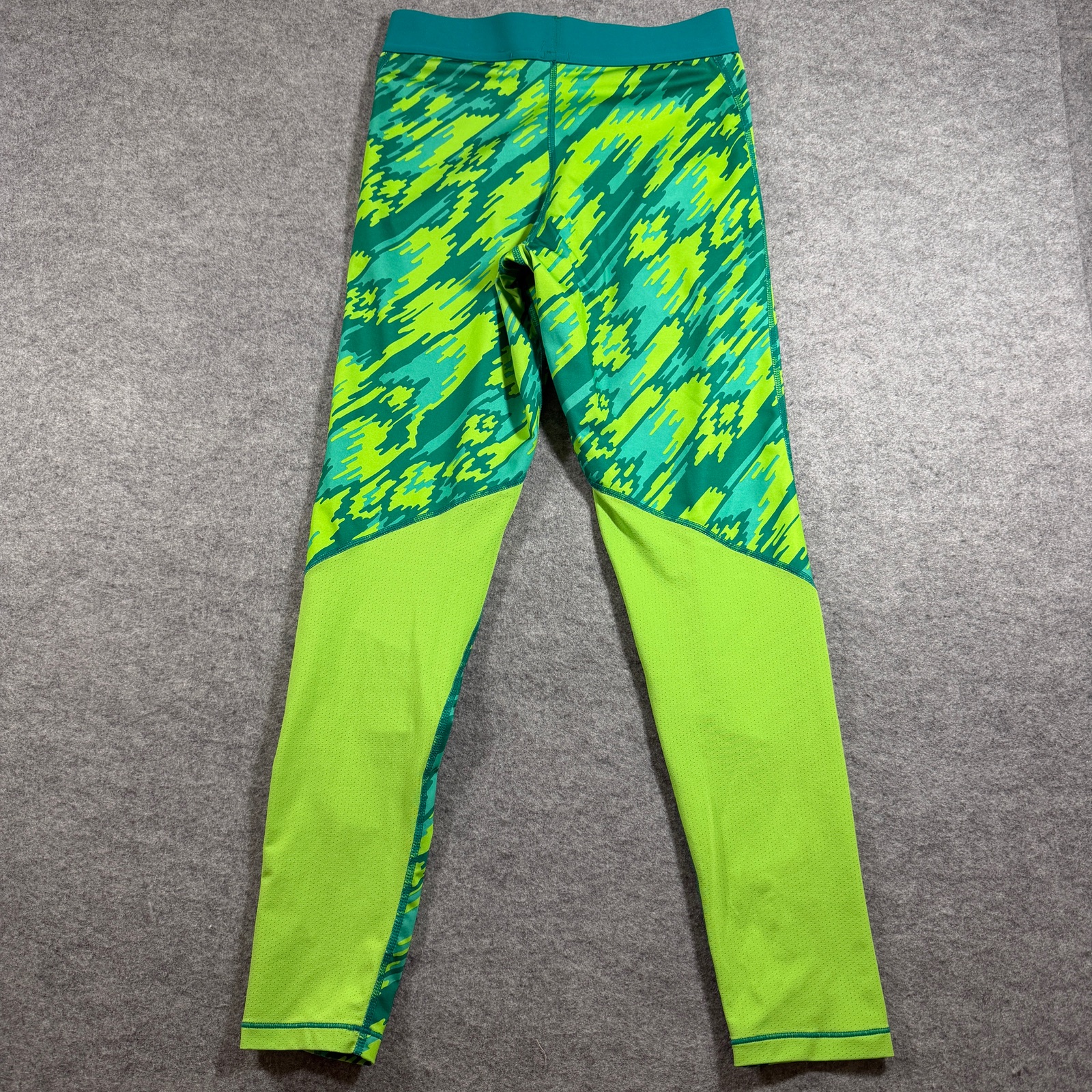 Nike Pro Compression Leggings Womens XL Neon Green Camo Running Yoga Training thumbnail 2