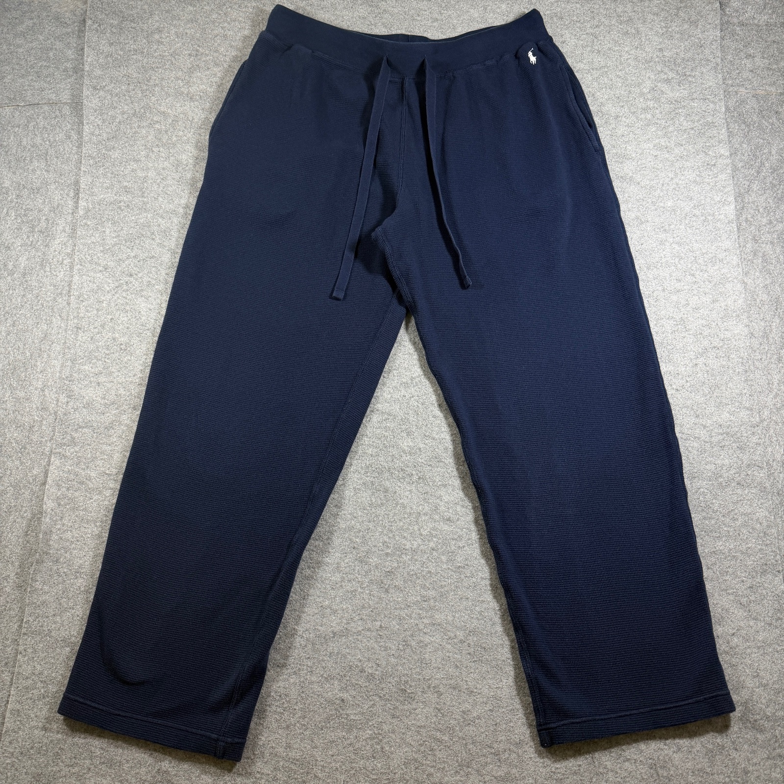 Polo Ralph Lauren Waffle Thermal Pants Mens L Navy Drawstring Cotton Lounge
