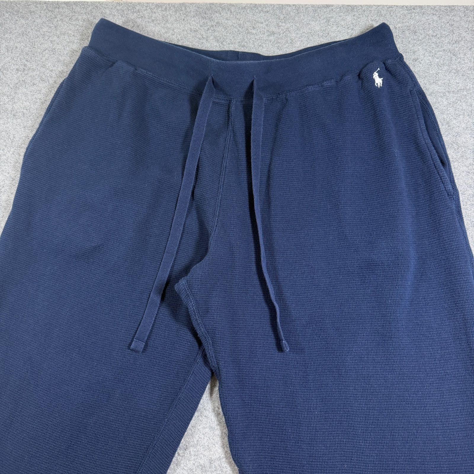 Polo Ralph Lauren Waffle Thermal Pants Mens L Navy Drawstring Cotton Lounge thumbnail 4