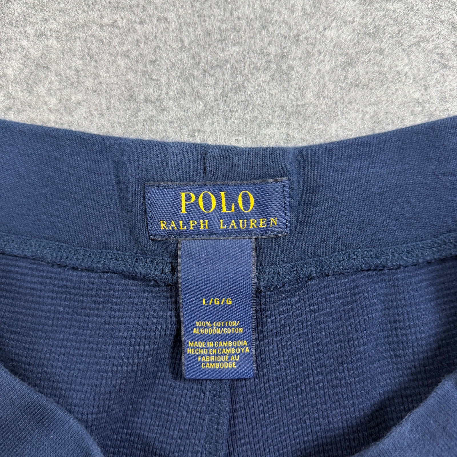 Polo Ralph Lauren Waffle Thermal Pants Mens L Navy Drawstring Cotton Lounge thumbnail 5