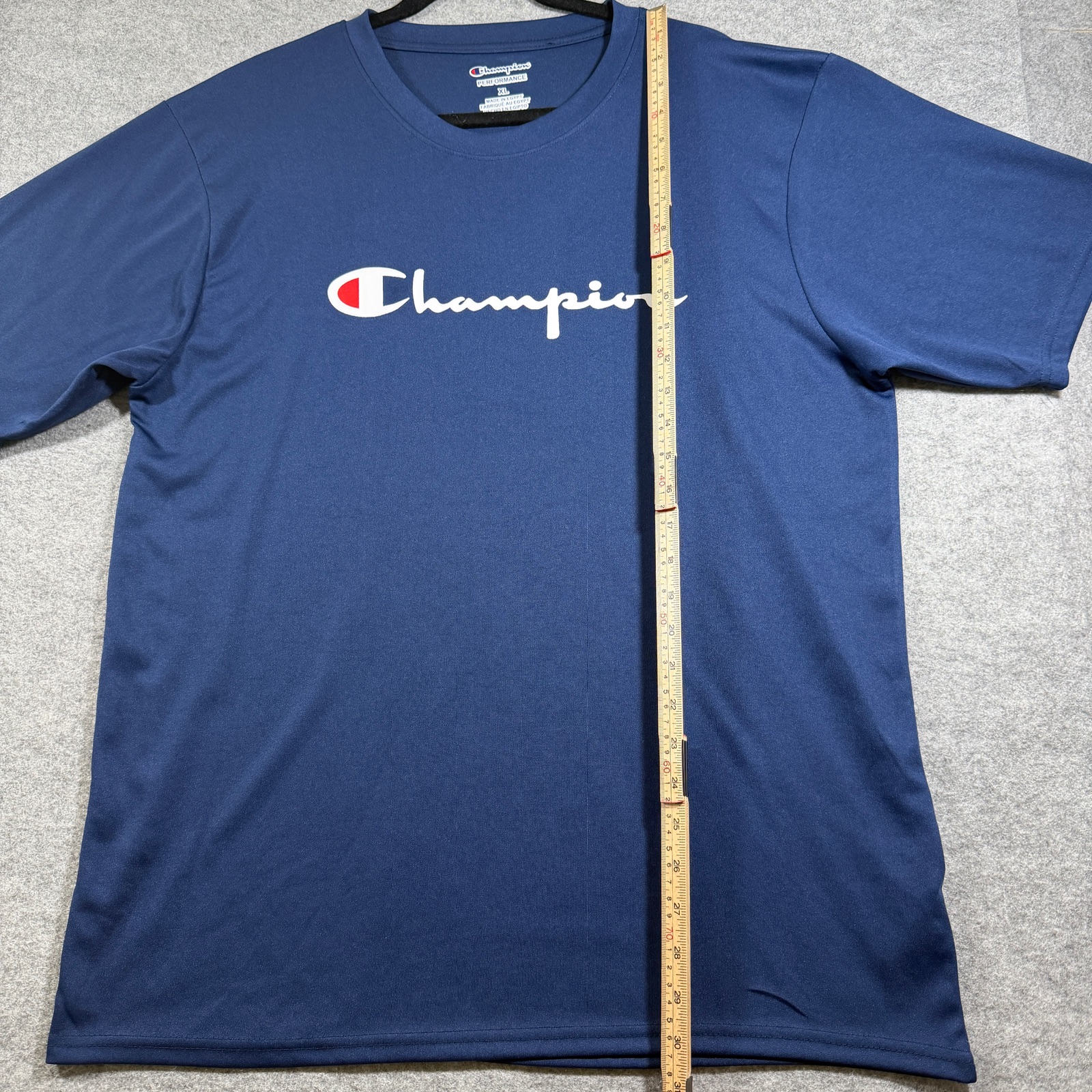 Champion Performance T-Shirt Mens XL Navy Blue Script Logo Crew Neck Lightweight thumbnail 6