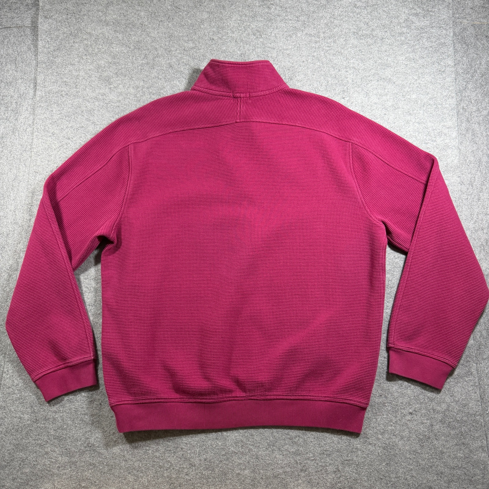 Vintage J.Crew Oarsmen 1/4 Zip Pullover Mens L Pink Waffle Knit Cotton Preppy thumbnail 2
