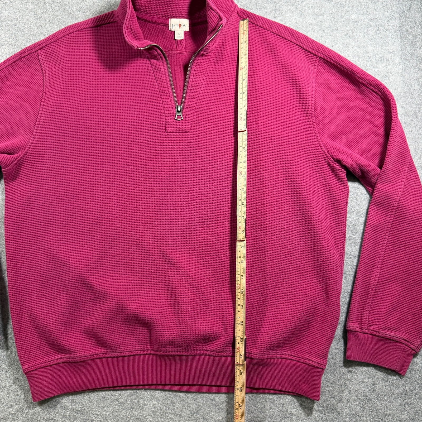 Vintage J.Crew Oarsmen 1/4 Zip Pullover Mens L Pink Waffle Knit Cotton Preppy thumbnail 6
