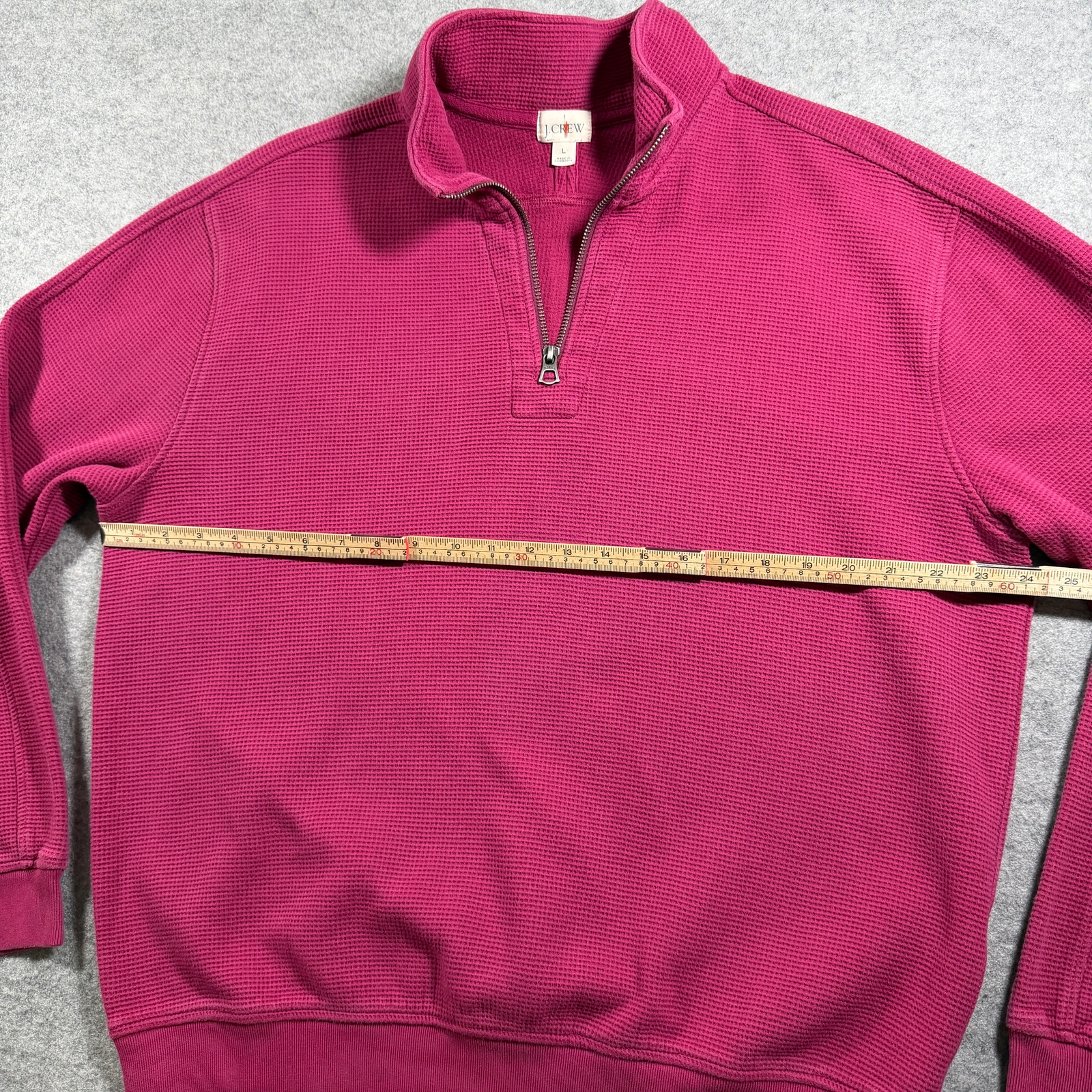 Vintage J.Crew Oarsmen 1/4 Zip Pullover Mens L Pink Waffle Knit Cotton Preppy thumbnail 7