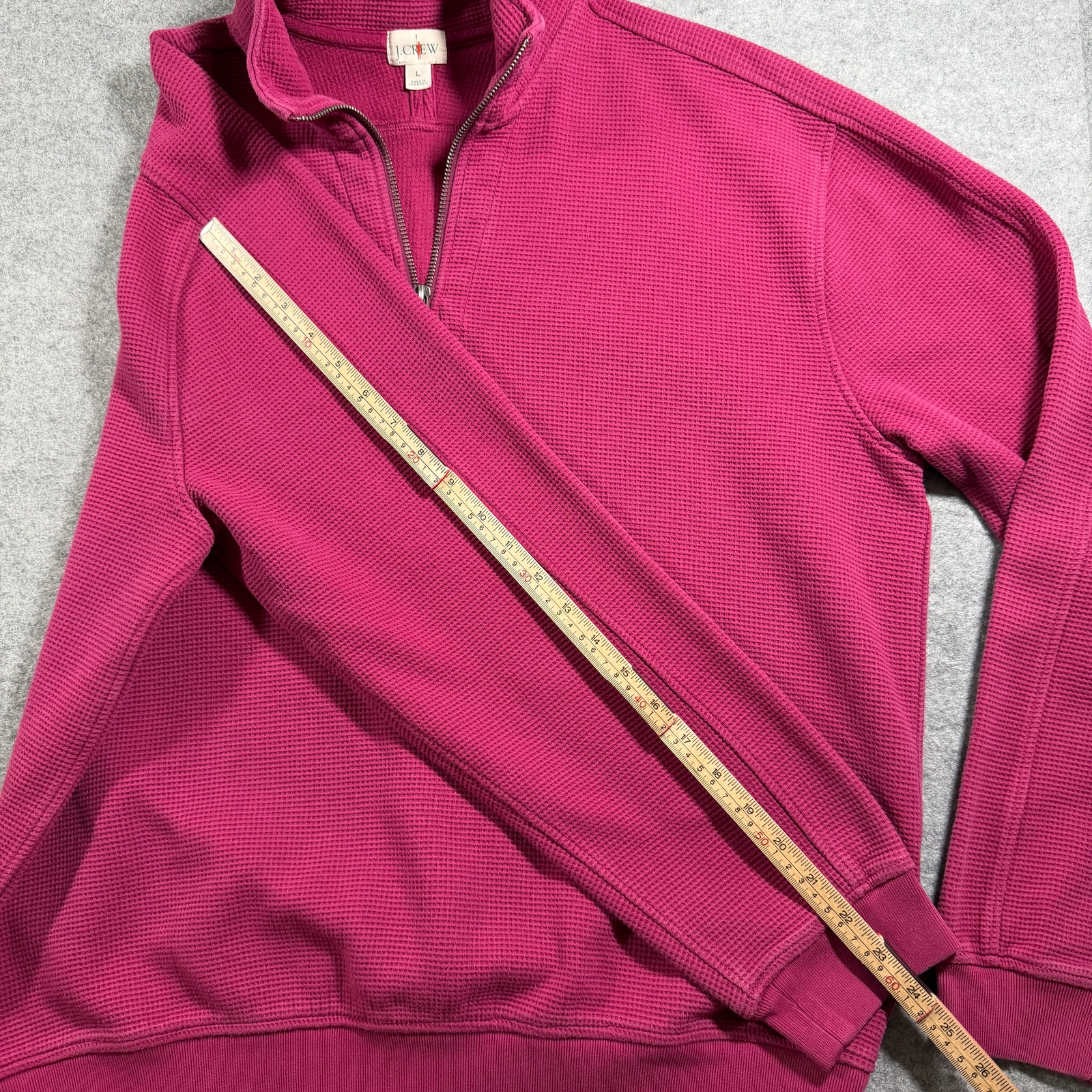 Vintage J.Crew Oarsmen 1/4 Zip Pullover Mens L Pink Waffle Knit Cotton Preppy thumbnail 8