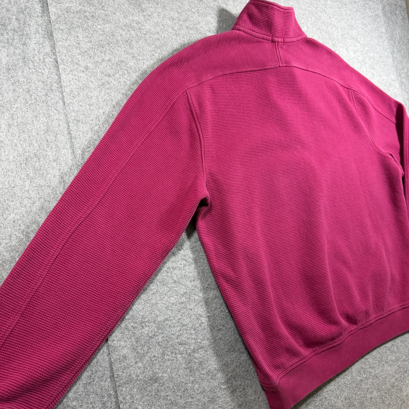Vintage J.Crew Oarsmen 1/4 Zip Pullover Mens L Pink Waffle Knit Cotton Preppy thumbnail 10