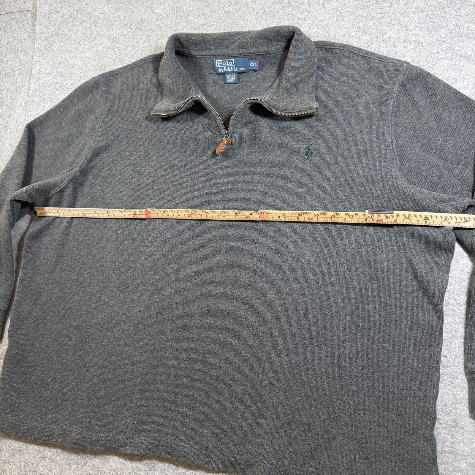 Vintage 90s Polo Ralph Lauren 1/4 Zip Sweater Mens XXL Gray Cotton Ribbed Preppy thumbnail 6