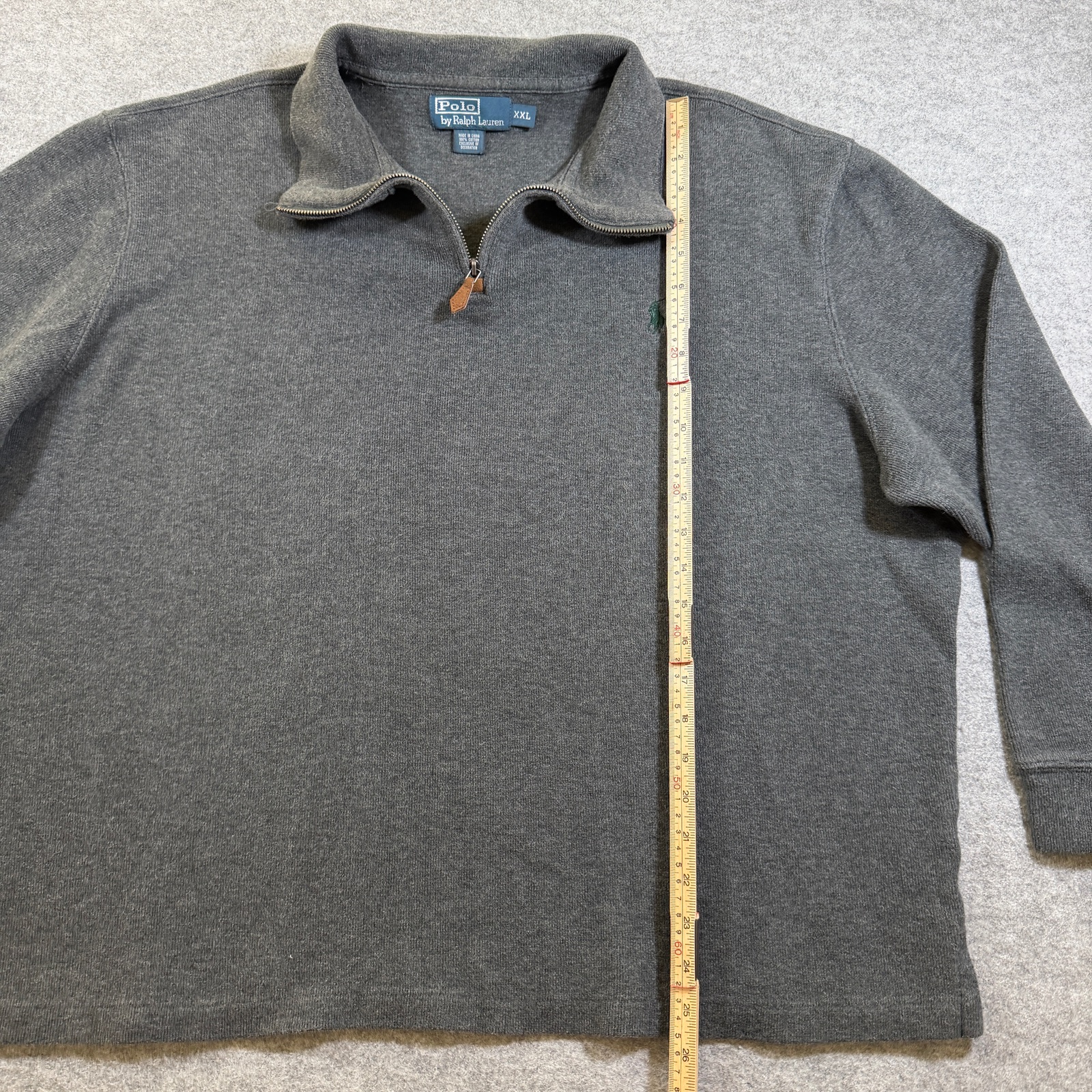 Vintage 90s Polo Ralph Lauren 1/4 Zip Sweater Mens XXL Gray Cotton Ribbed Preppy thumbnail 7