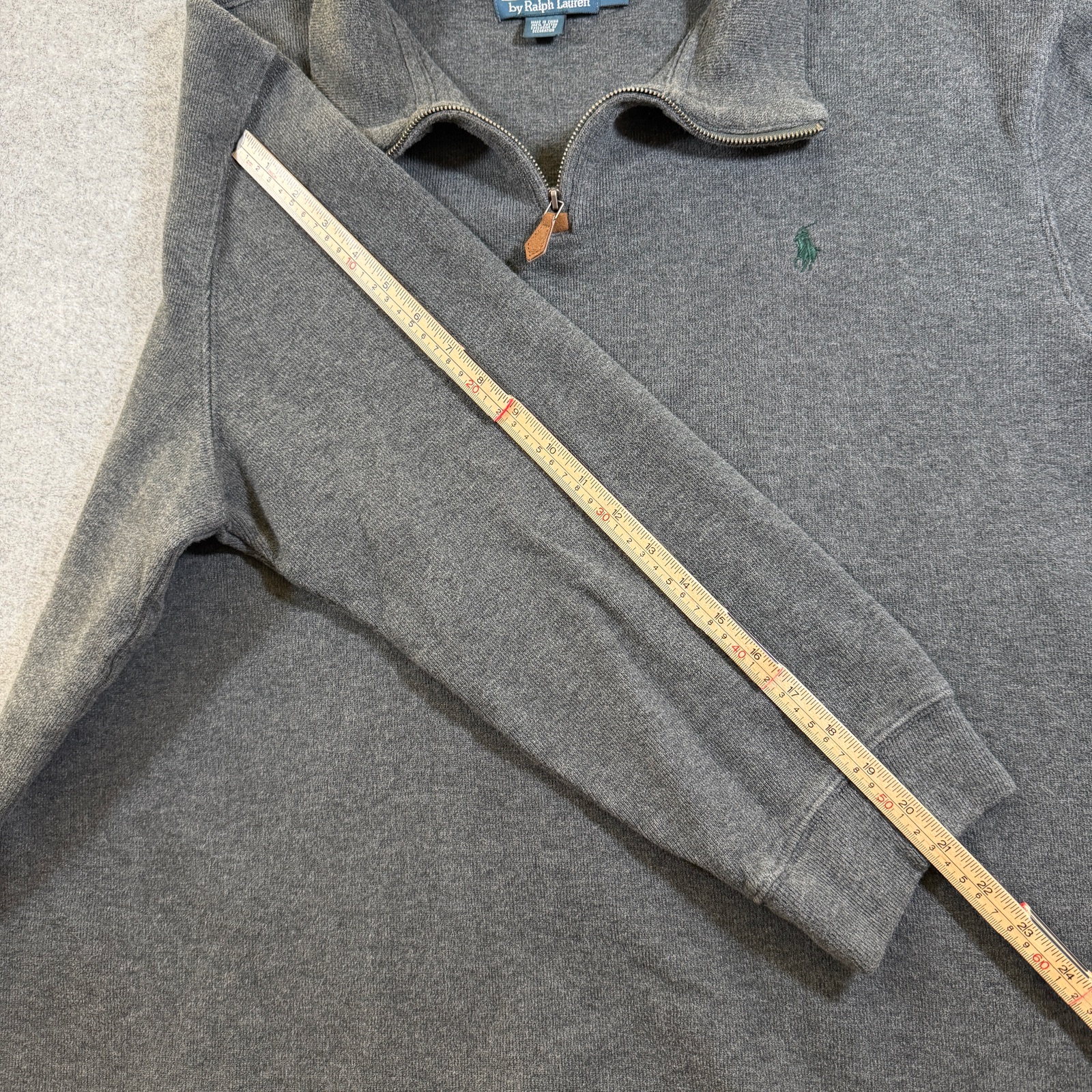 Vintage 90s Polo Ralph Lauren 1/4 Zip Sweater Mens XXL Gray Cotton Ribbed Preppy thumbnail 8