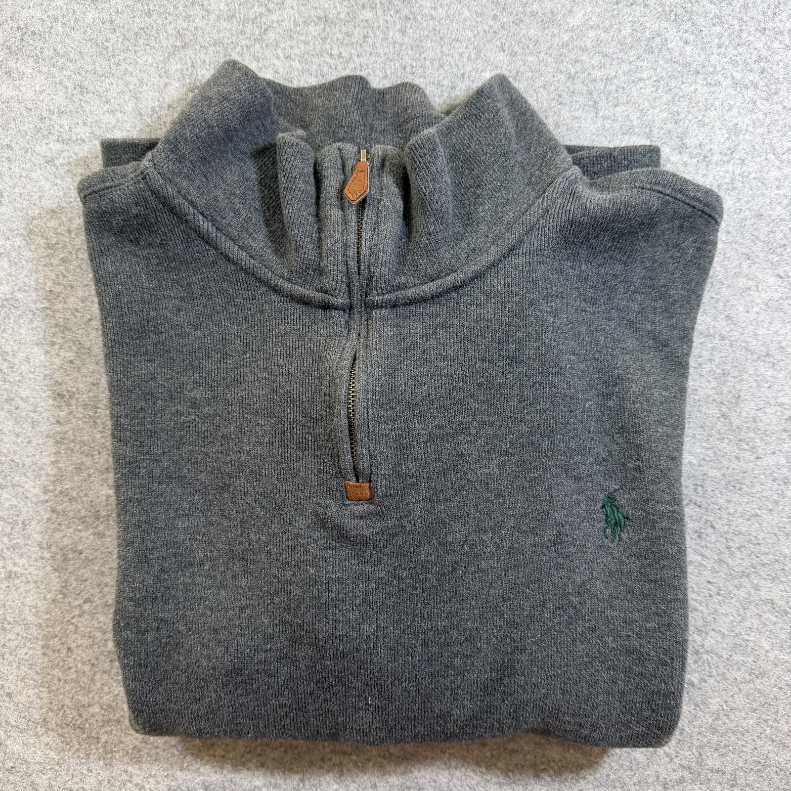 Vintage 90s Polo Ralph Lauren 1/4 Zip Sweater Mens XXL Gray Cotton Ribbed Preppy thumbnail 10