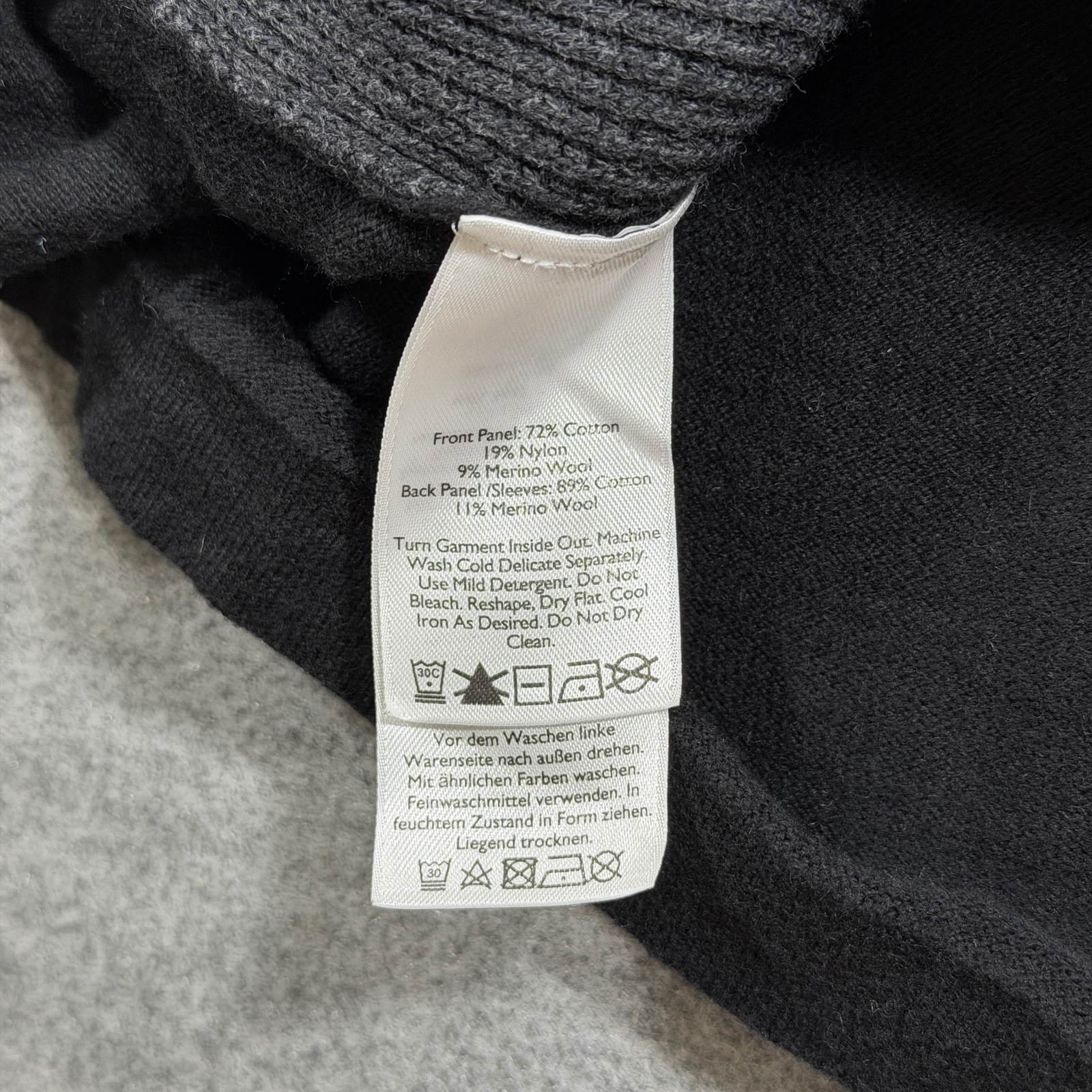 Eddie Bauer Merino Wool Sweater Mens L Black Gray Waffle Knit Raglan Crewneck thumbnail 9