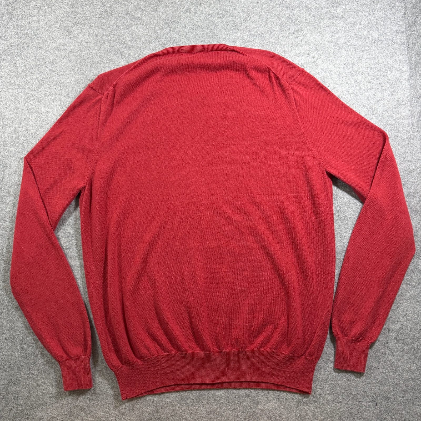 J.Crew V-Neck Knit Sweater Mens L Orange Red Cotton Preppy Classic Pullover thumbnail 2
