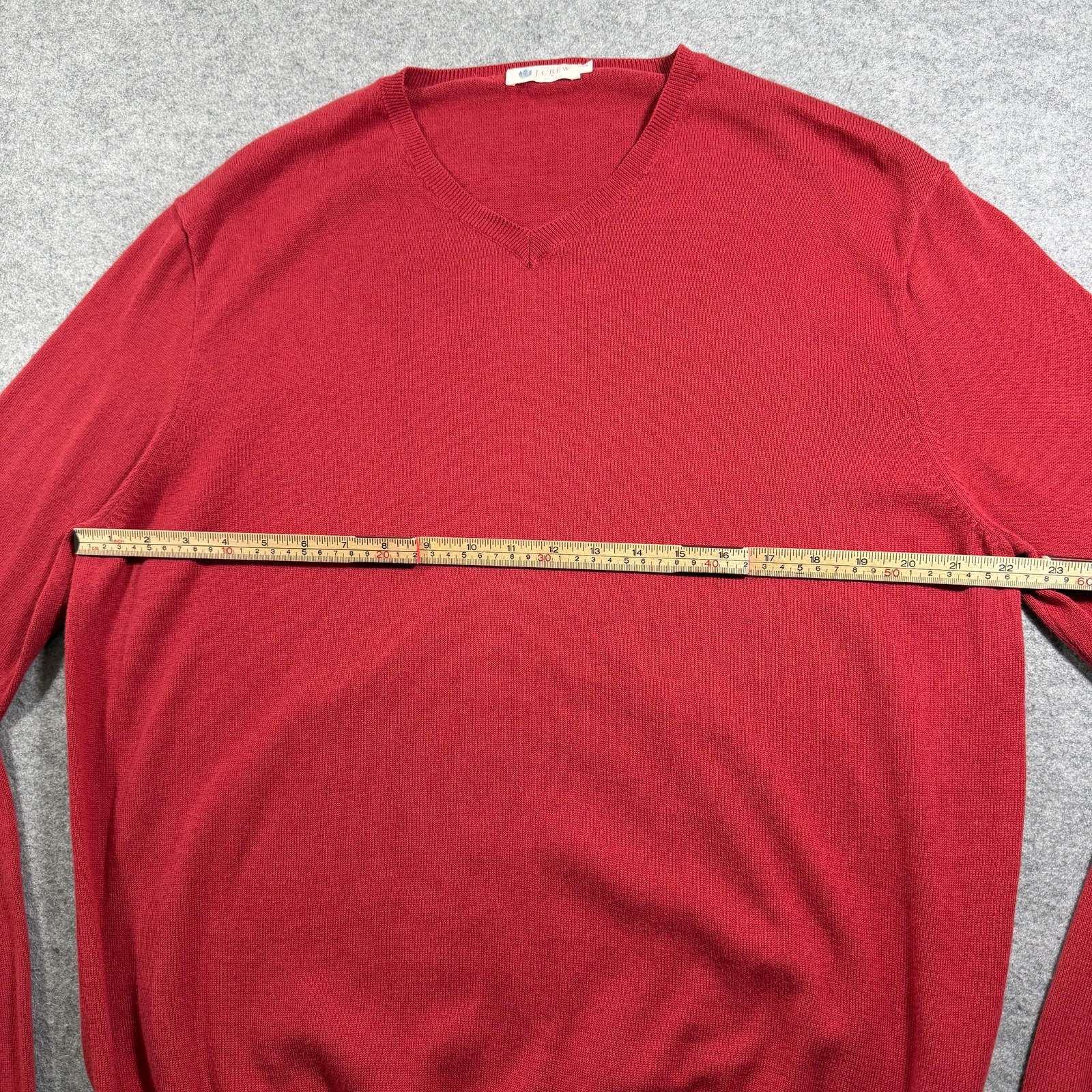 J.Crew V-Neck Knit Sweater Mens L Orange Red Cotton Preppy Classic Pullover thumbnail 6