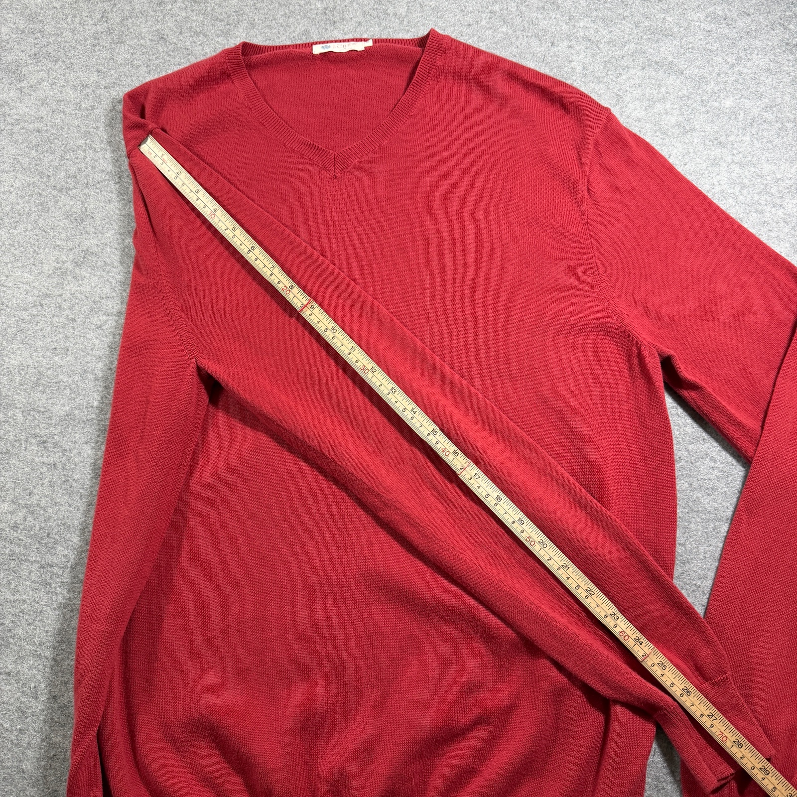 J.Crew V-Neck Knit Sweater Mens L Orange Red Cotton Preppy Classic Pullover thumbnail 8