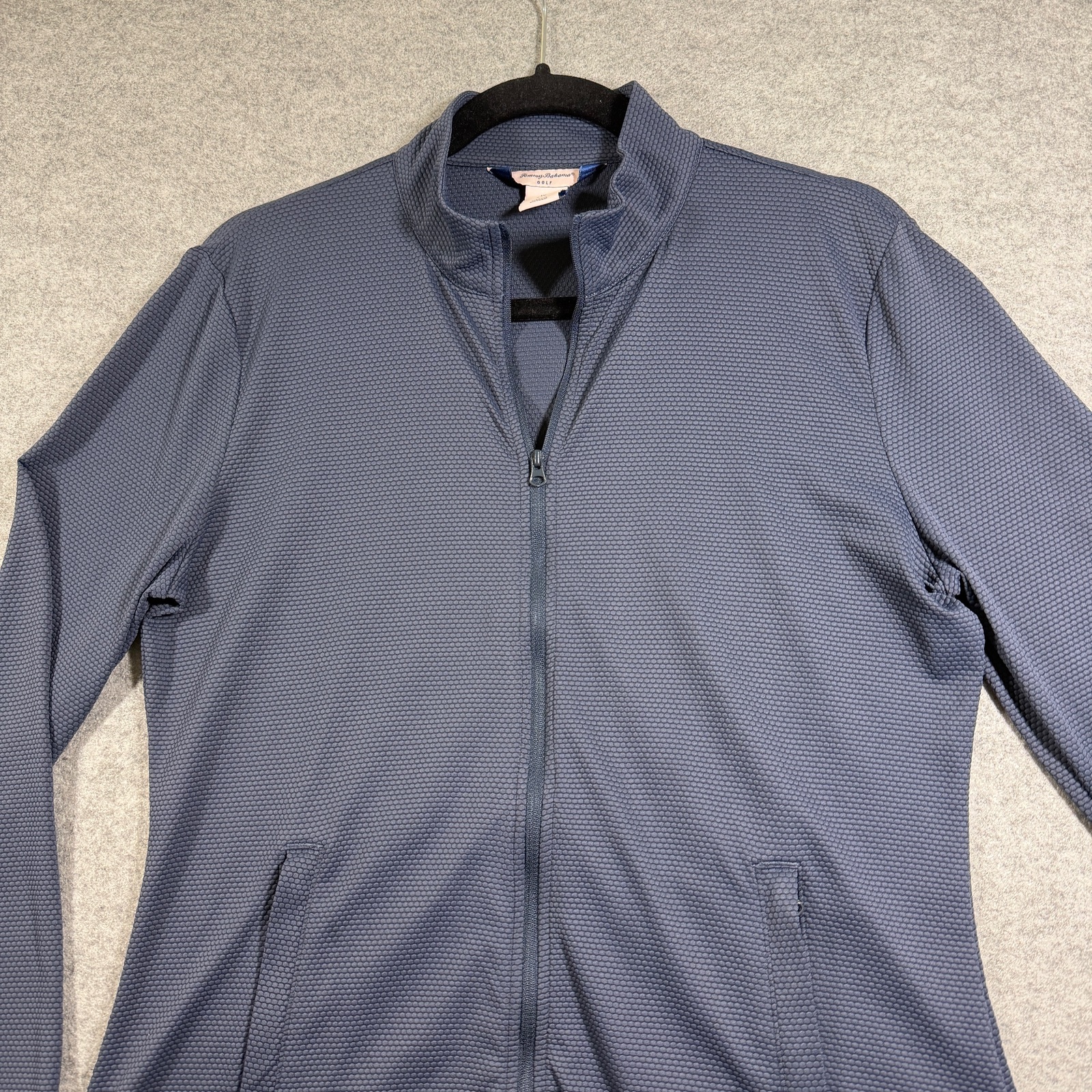 Tommy Bahama Golf Jacket Womens L Navy Stretch Wicking Thumbholes Zip Pockets thumbnail 4