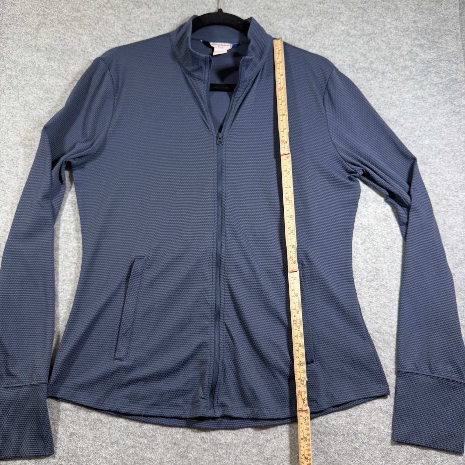 Tommy Bahama Golf Jacket Womens L Navy Stretch Wicking Thumbholes Zip Pockets thumbnail 8