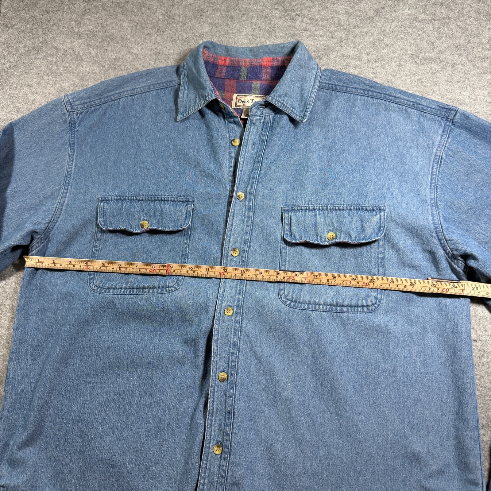 Vintage Open Trails Denim Shirt Jacket Mens XL Blue Flannel Lined Button Up thumbnail 6