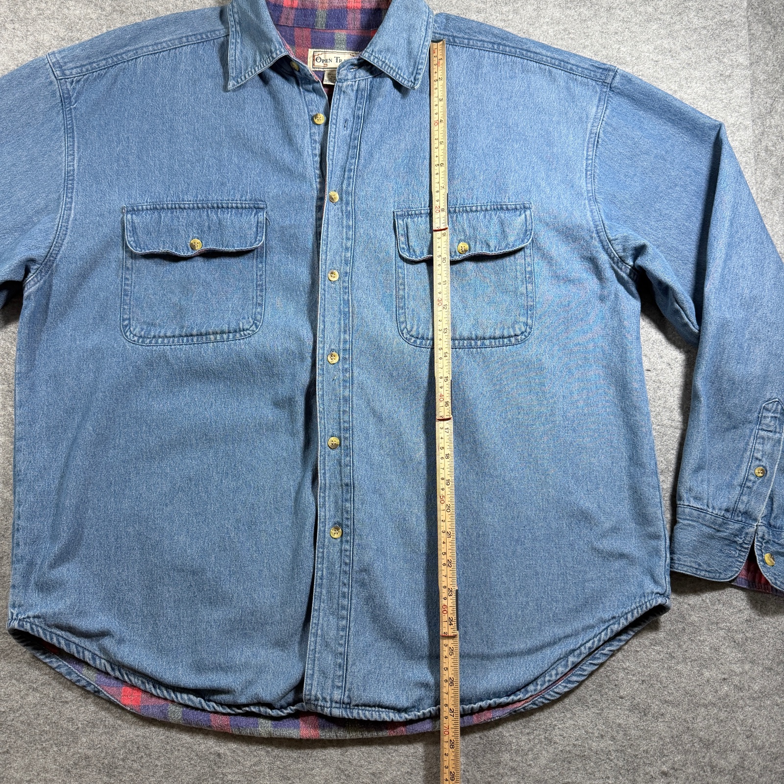 Vintage Open Trails Denim Shirt Jacket Mens XL Blue Flannel Lined Button Up thumbnail 7