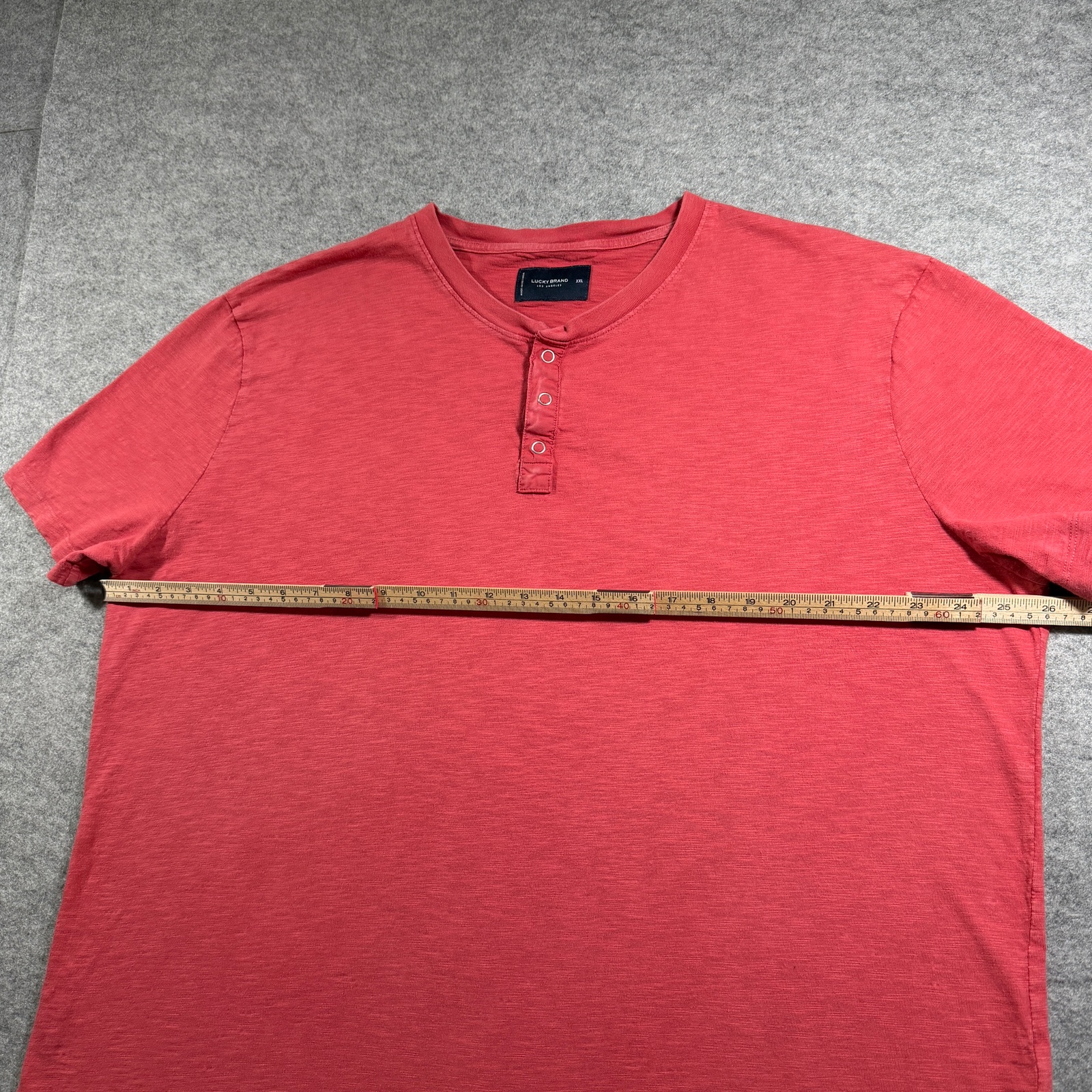 Lucky Brand Knit Henley Shirt Mens XXL Coral Cotton 3 Button Short Sleeve Casual thumbnail 6
